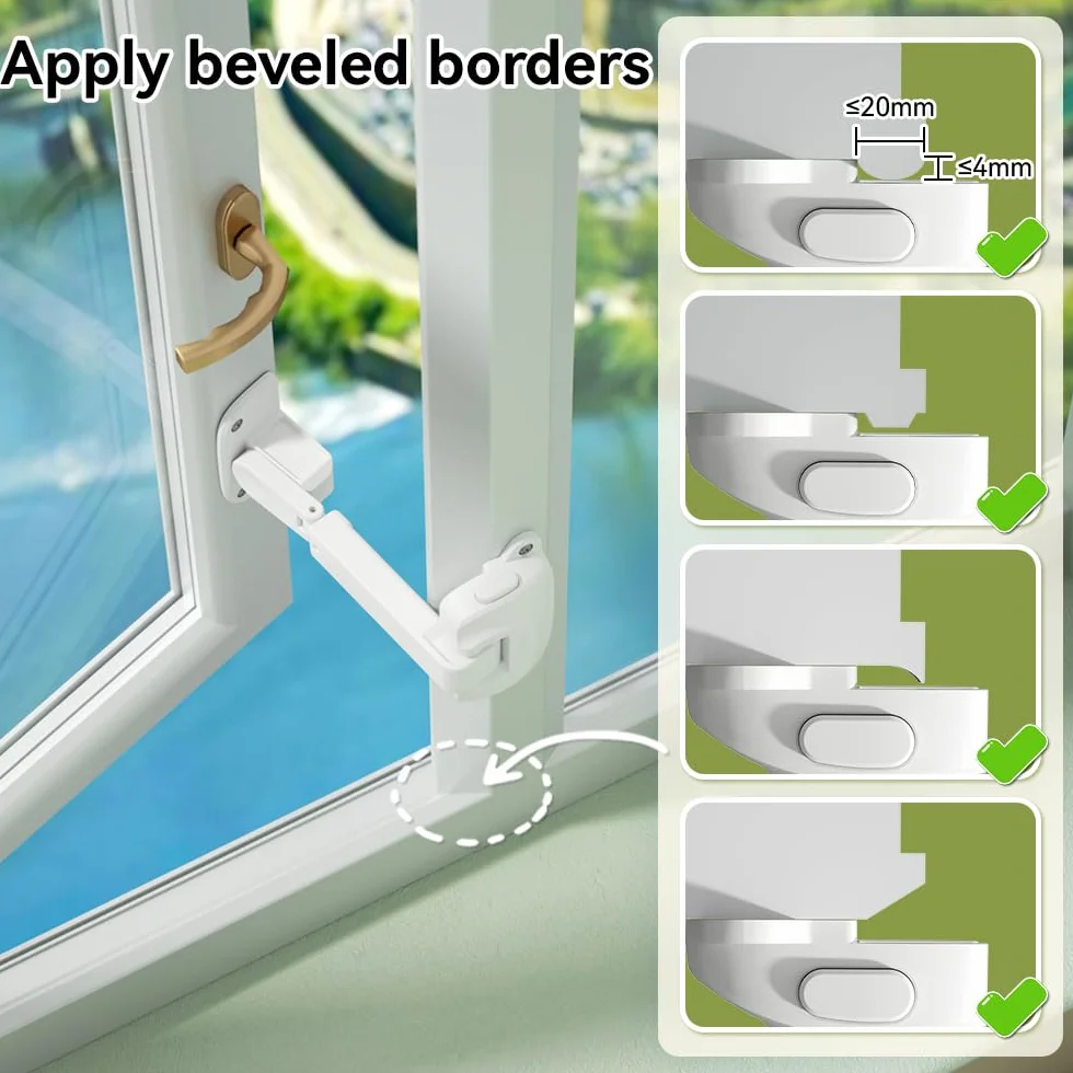 SAFELON Limiteur de Fenêtre Réglable 2 Pièces Sécurité Enfants Animaux Blanc