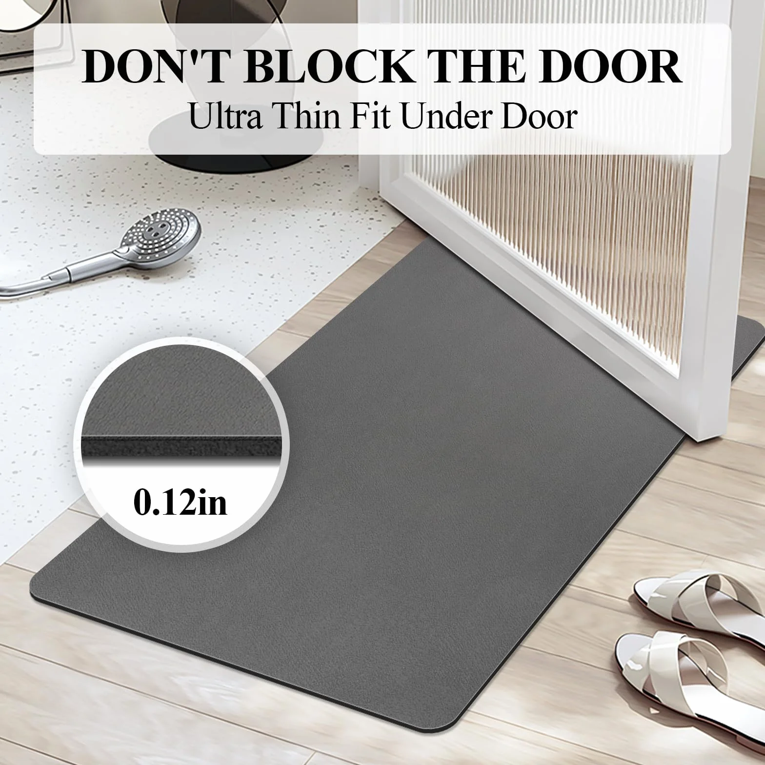 Tapis de Bain Antidérapant en Diatomite Super Absorbant 40x60cm Gris Foncé