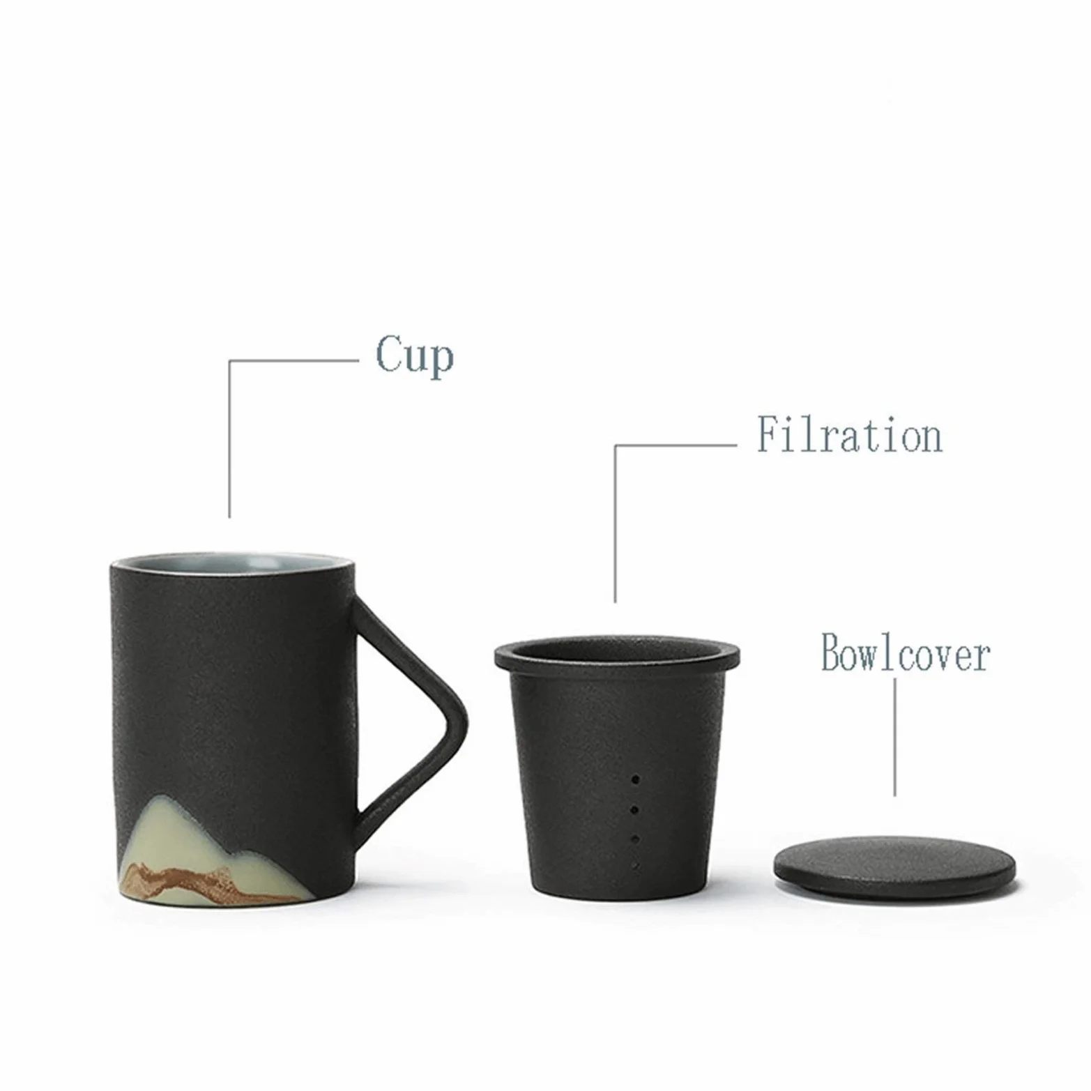 Tasse a Cafe/Mugs Cafe Coupe En Céramique Simple De Style Japonais Avec Bureau De Couvercle Filtre Créatif Tasse À Thé Coupe Du Thé Personal Ménage Tea Tea 250 Ml Tasses de Petit Déjeuner ( Color : No