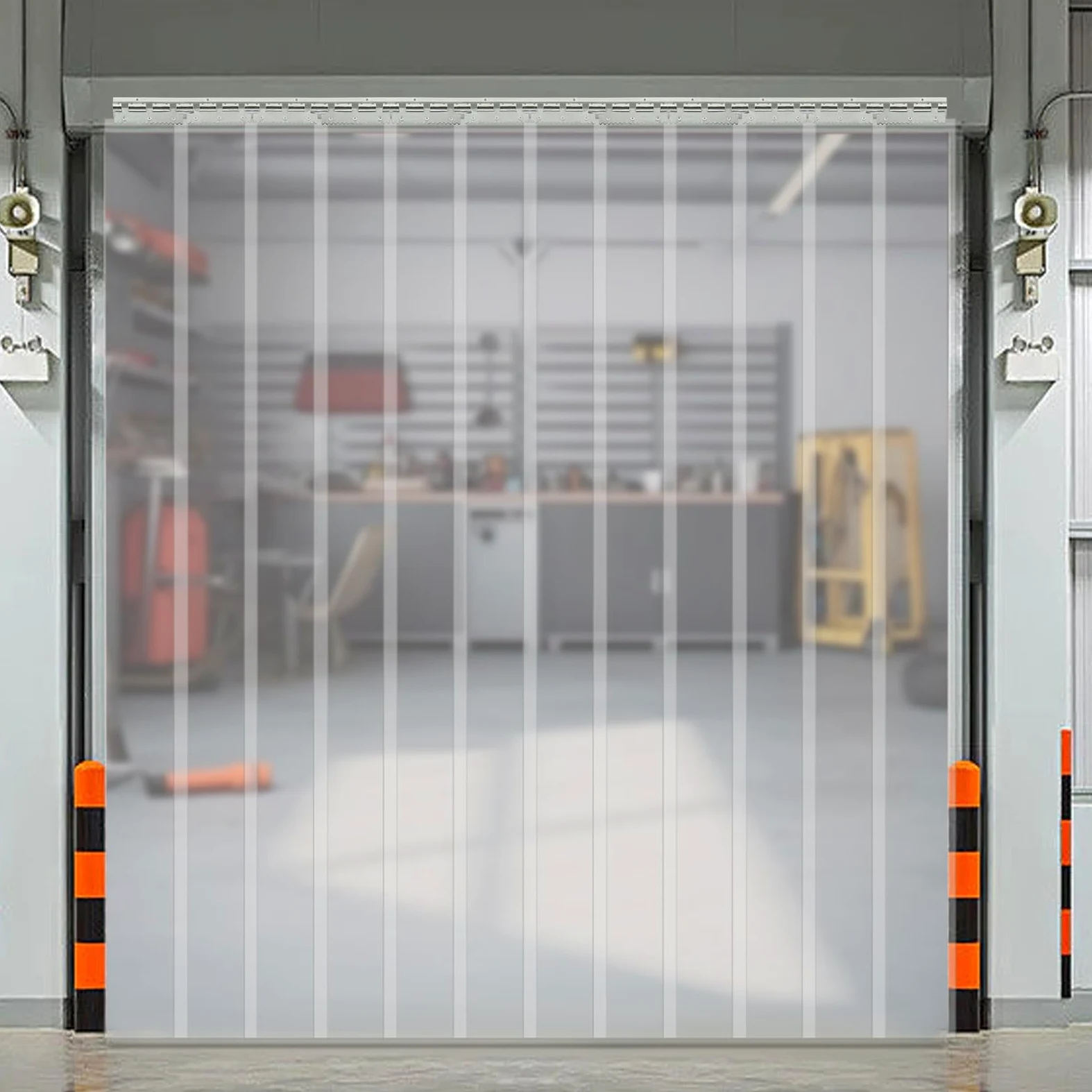 MINRS Lot de 12 rideaux à lamelles en PVC - Transparent - 180 x 210 cm - Rideau industriel - Pour entrepôts, usines, supermarchés