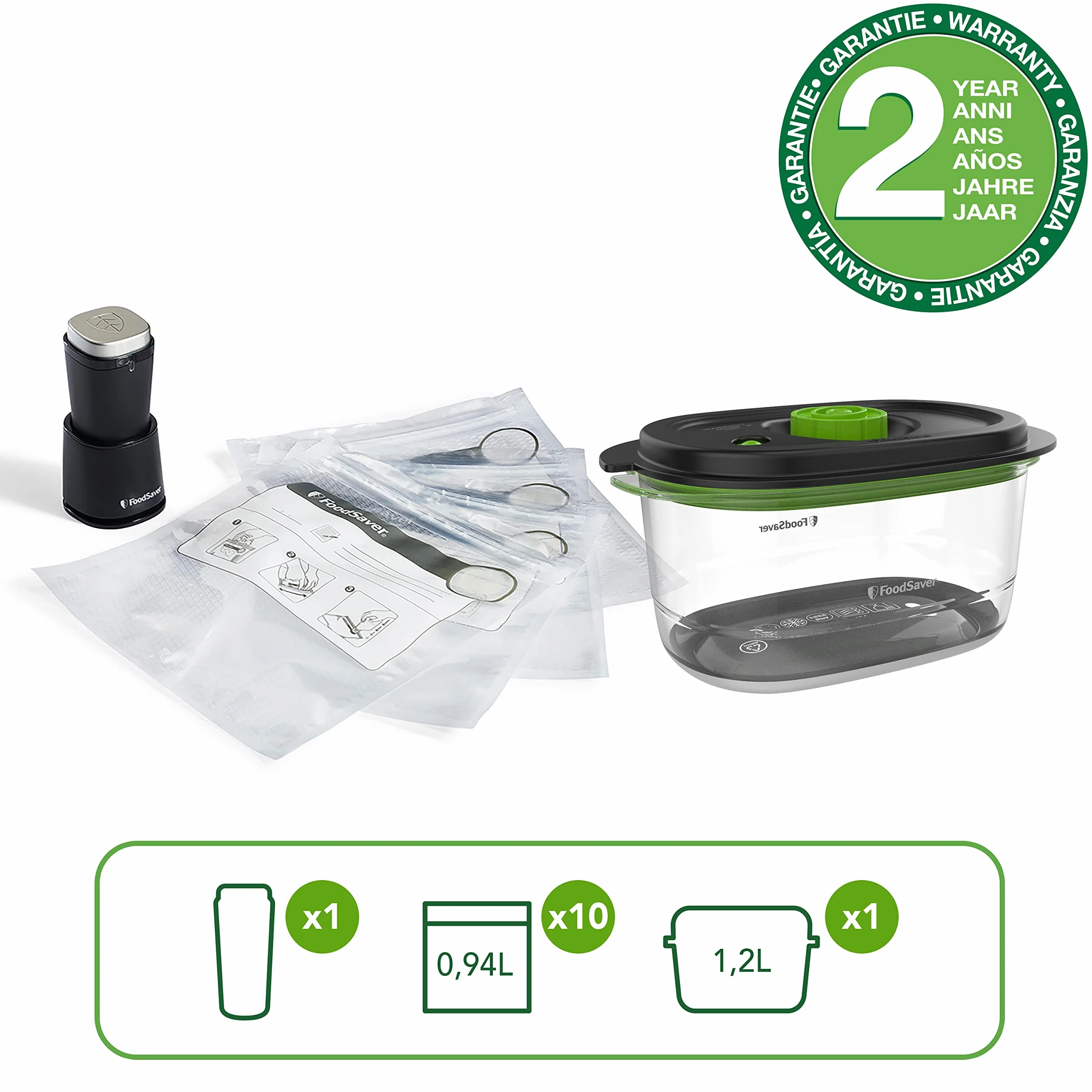 FoodSaver Appareil de mise sous vide portatif sans fil VS1199X avec station de chargement et récipient