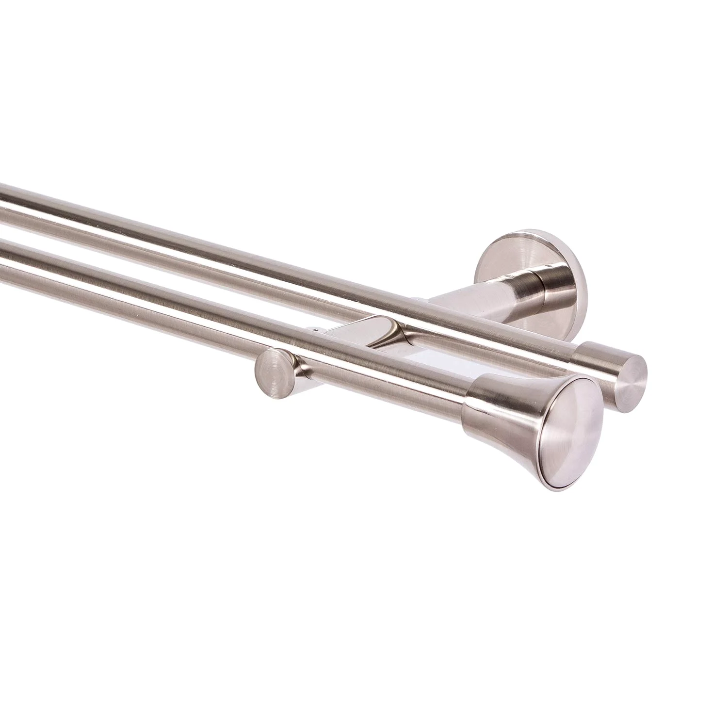 Tringle à rideaux double 16 mm aspect acier inoxydable PRINCE 200 cm