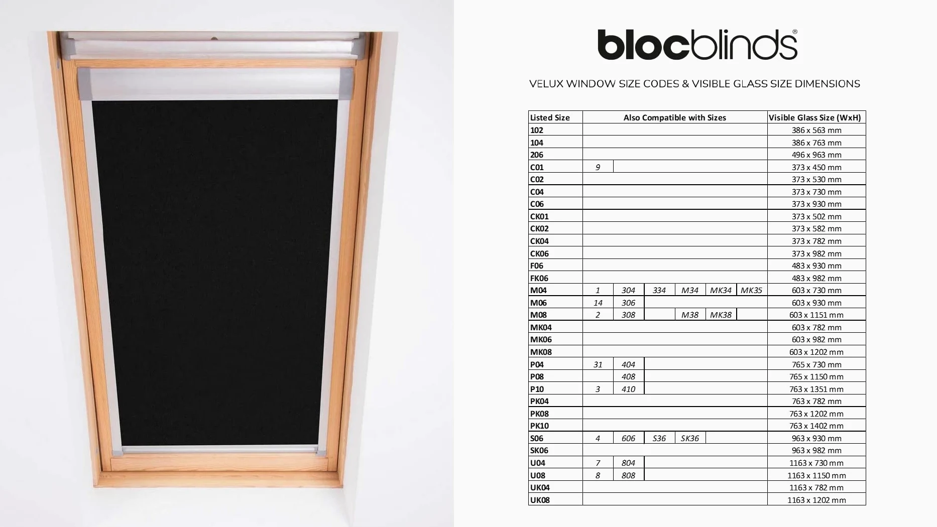 Bloc Skylight Blind pour fenêtres de Toit Velux, Aluminium, Acrylique, Tissu, Noir, MK8