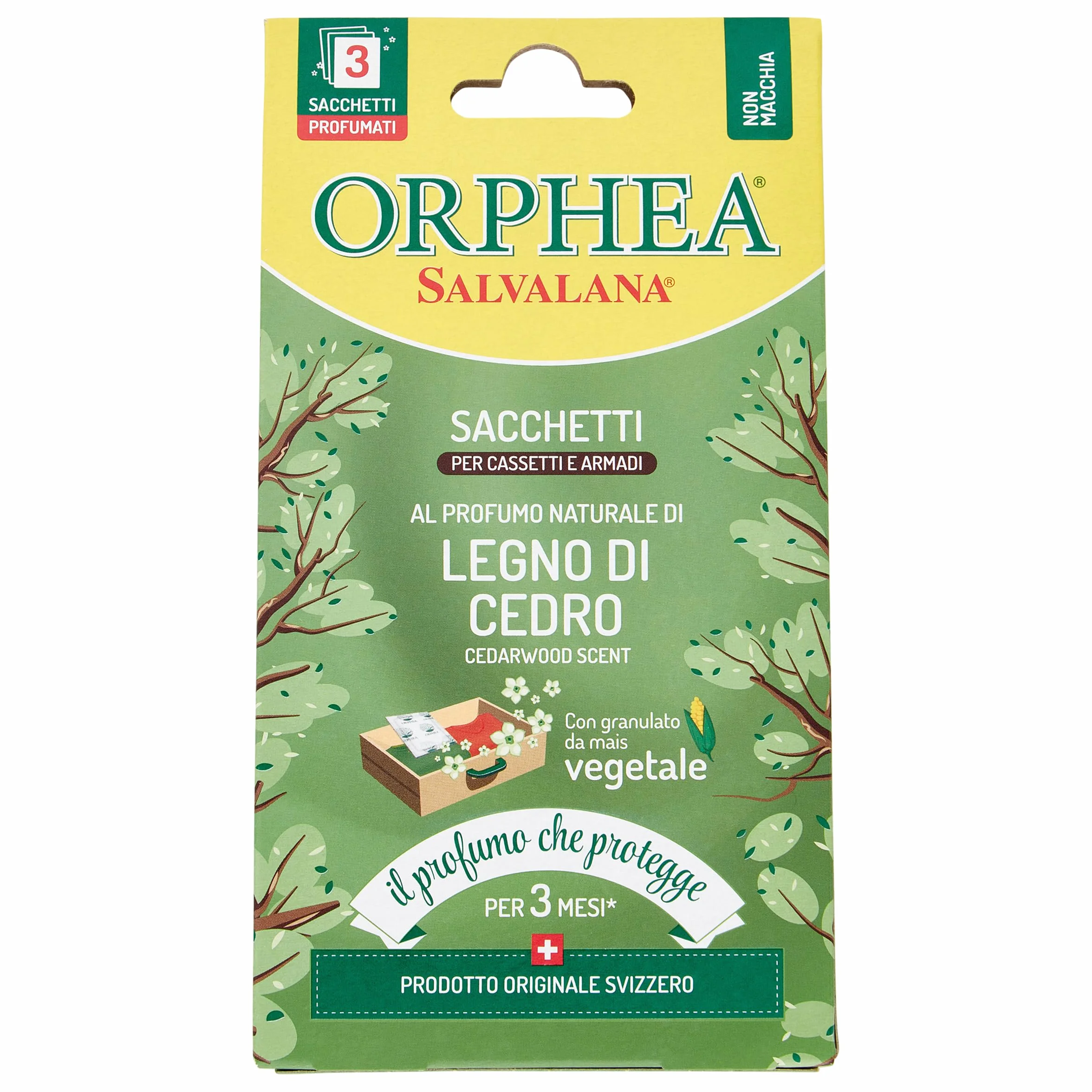 Orphea Salvalana Sacs pour Tiroirs et Armoires Parfum Bois de Cèdre 3 Pièces