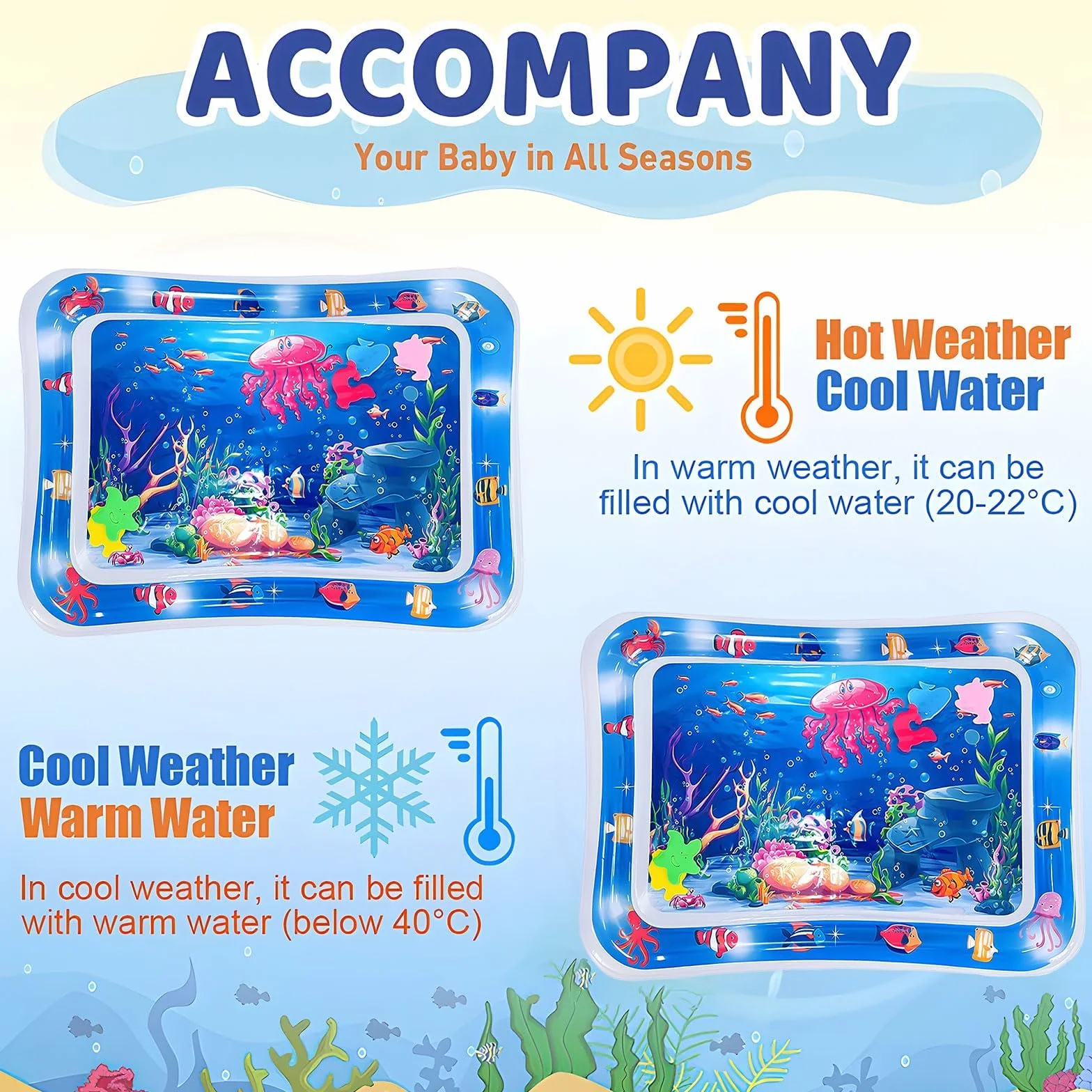 Tapis de Jeu Aquatique Gonflable Sans BPA pour Bébés 0-3 ans