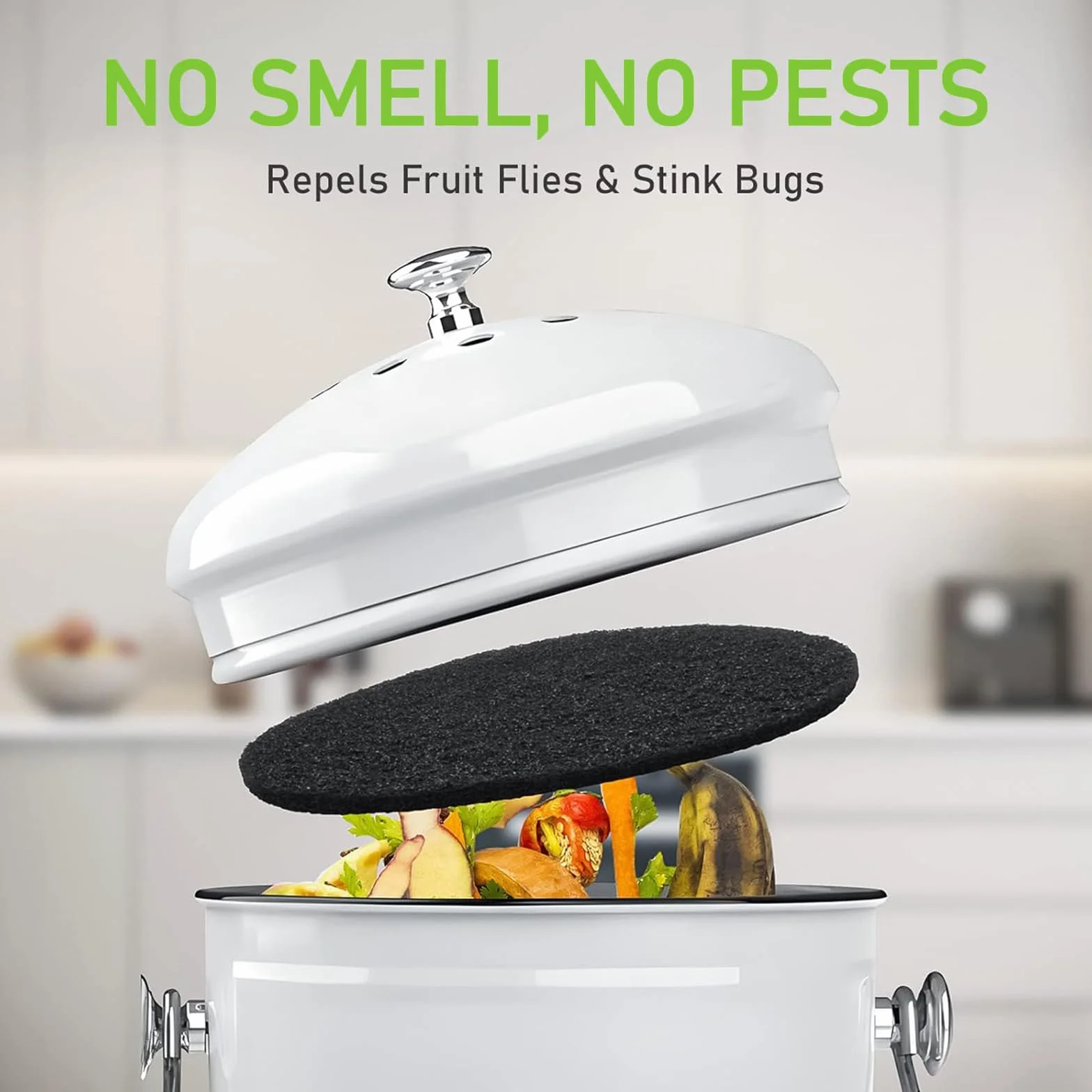 Filtres à Charbon Actif Anti-Odeur pour Poubelles à Compost Ronds 8 Pièces, Jusqu'à 17 cm