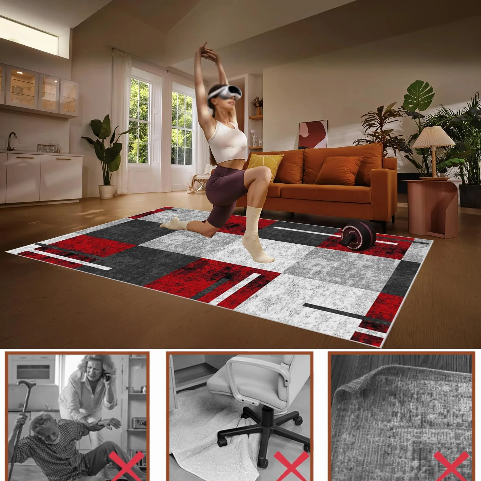 Tapis de Chaise de Bureau 120 x 140 cm Tapis de Sol Bureau pour Sol en Bois Dur, Tapis de Chaise Gaming Antidérapant, Tapis de Bureau pour Chaises Roulantes, Tapis protège-Sol pour Chaise de Bureau