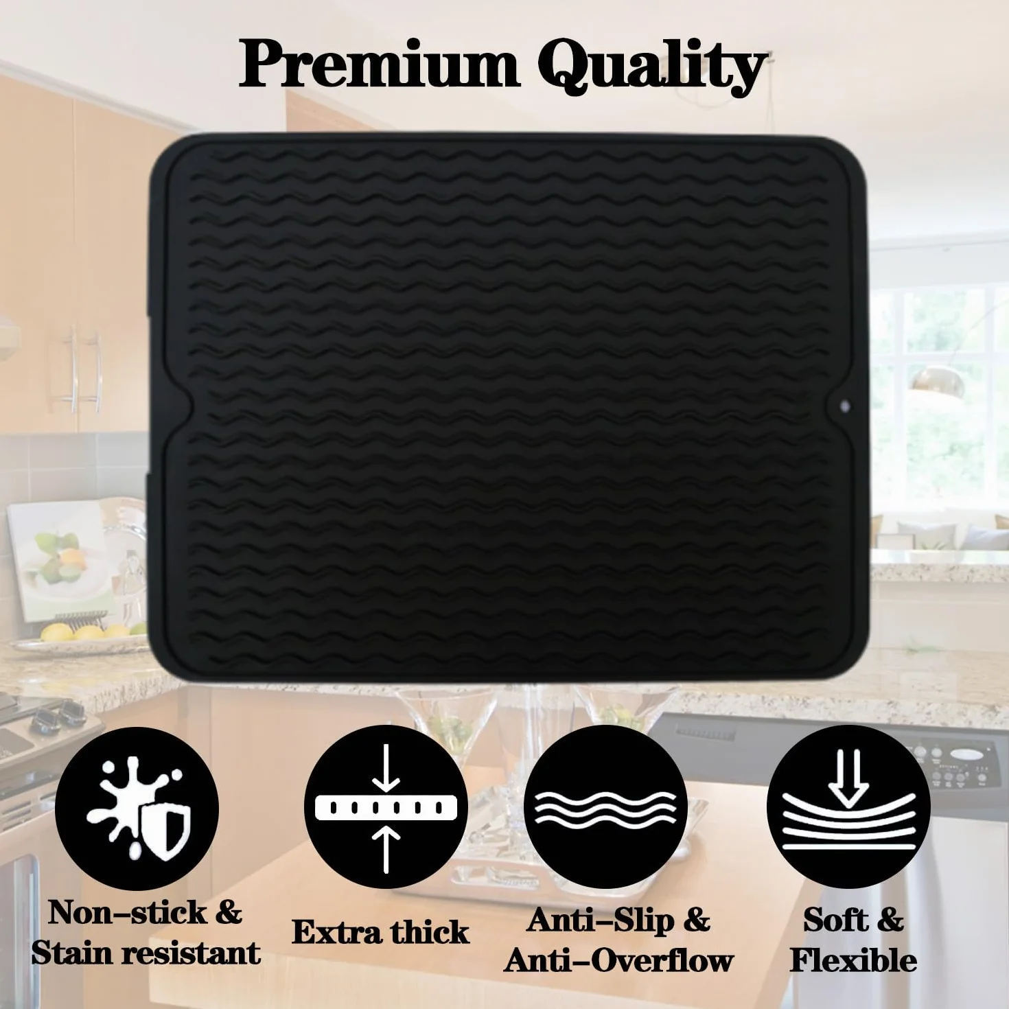 Lot de 2 dessous-de-plat en silicone 40 x 30 cm, tapis de travail flexible résistant