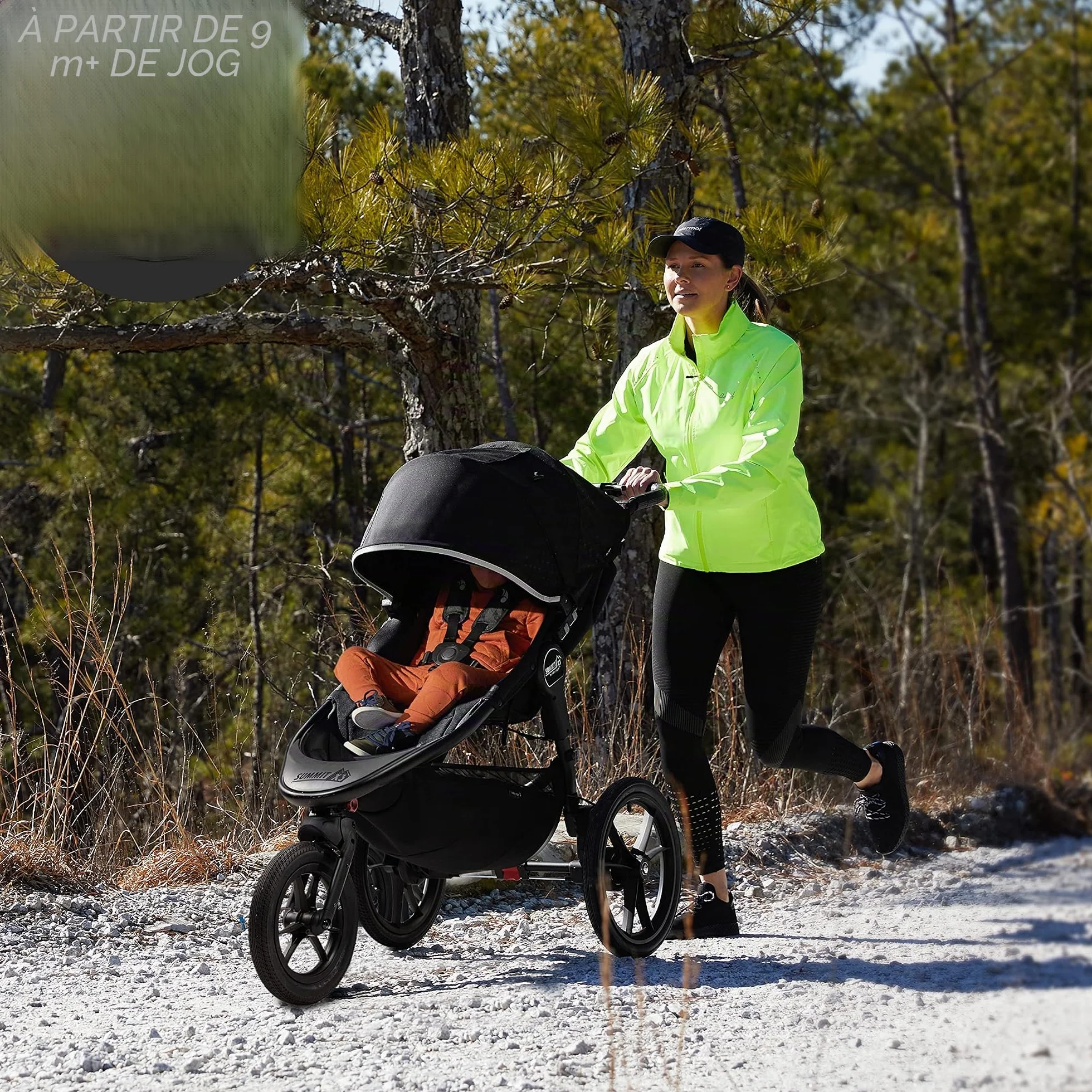 Baby Jogger Summit X3 Poussette de jogging pliable 3 roues frein à main Noir nuit