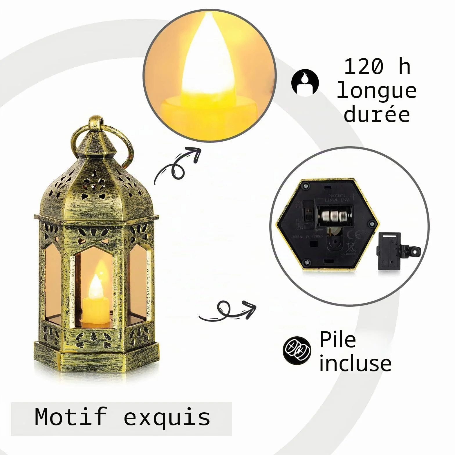 Lanterne LED Exterieur Lot de 10 Bougie Doré Decorative Halloween Mariage Noel