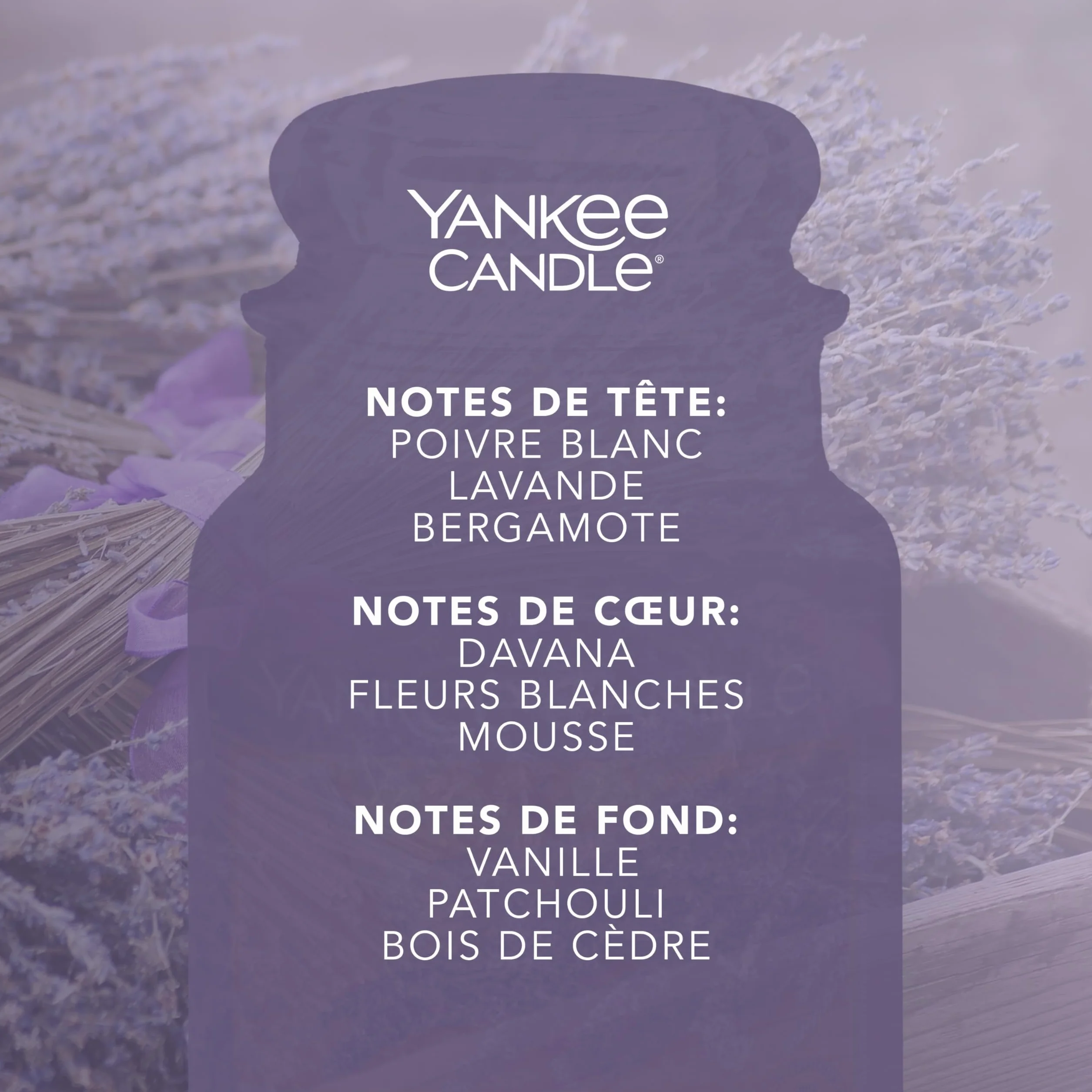 Yankee Candle Grande Bougie Parfumée Lavande Séchée et Chêne 150 Heures