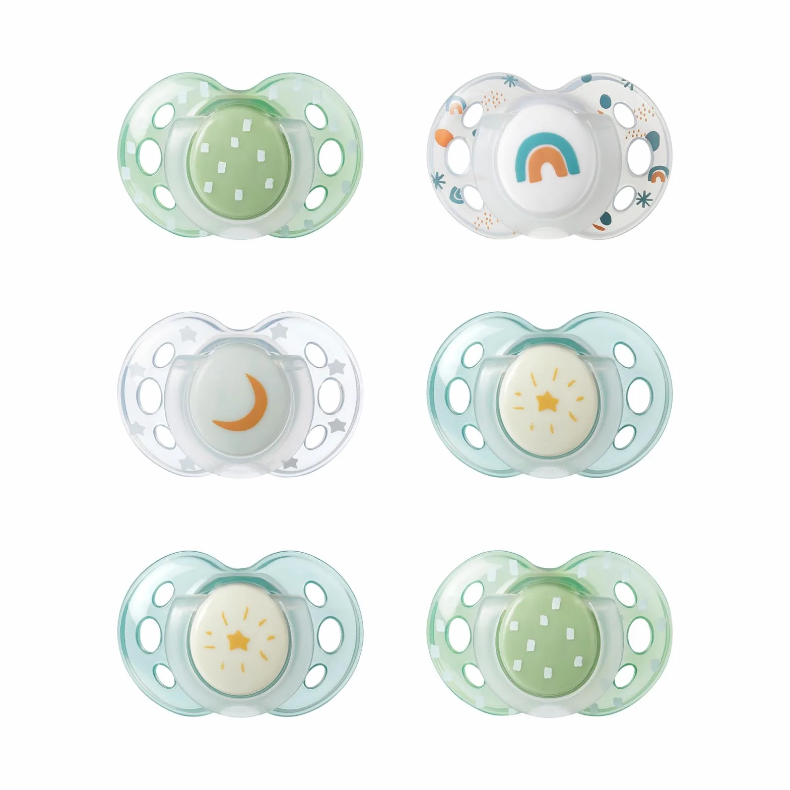 Tommee Tippee Sucette de nuit 18-36 mois lot de 6 phosphorescentes avec capsule de stérilisation réutilisable