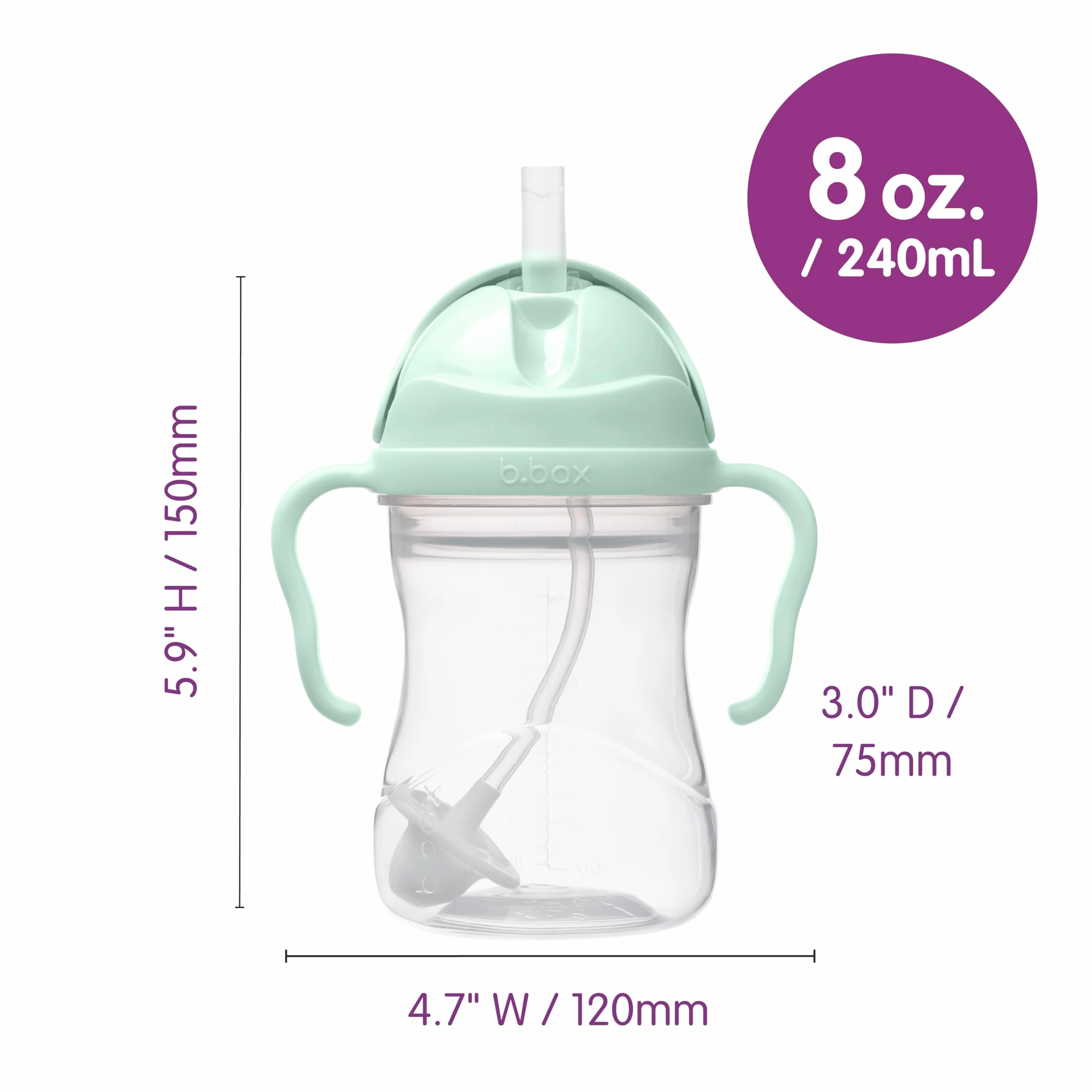 b.box Tasse à Paille Lestée 240 ml Sans BPA Passe au Lave-Vaisselle Dès 6 Mois