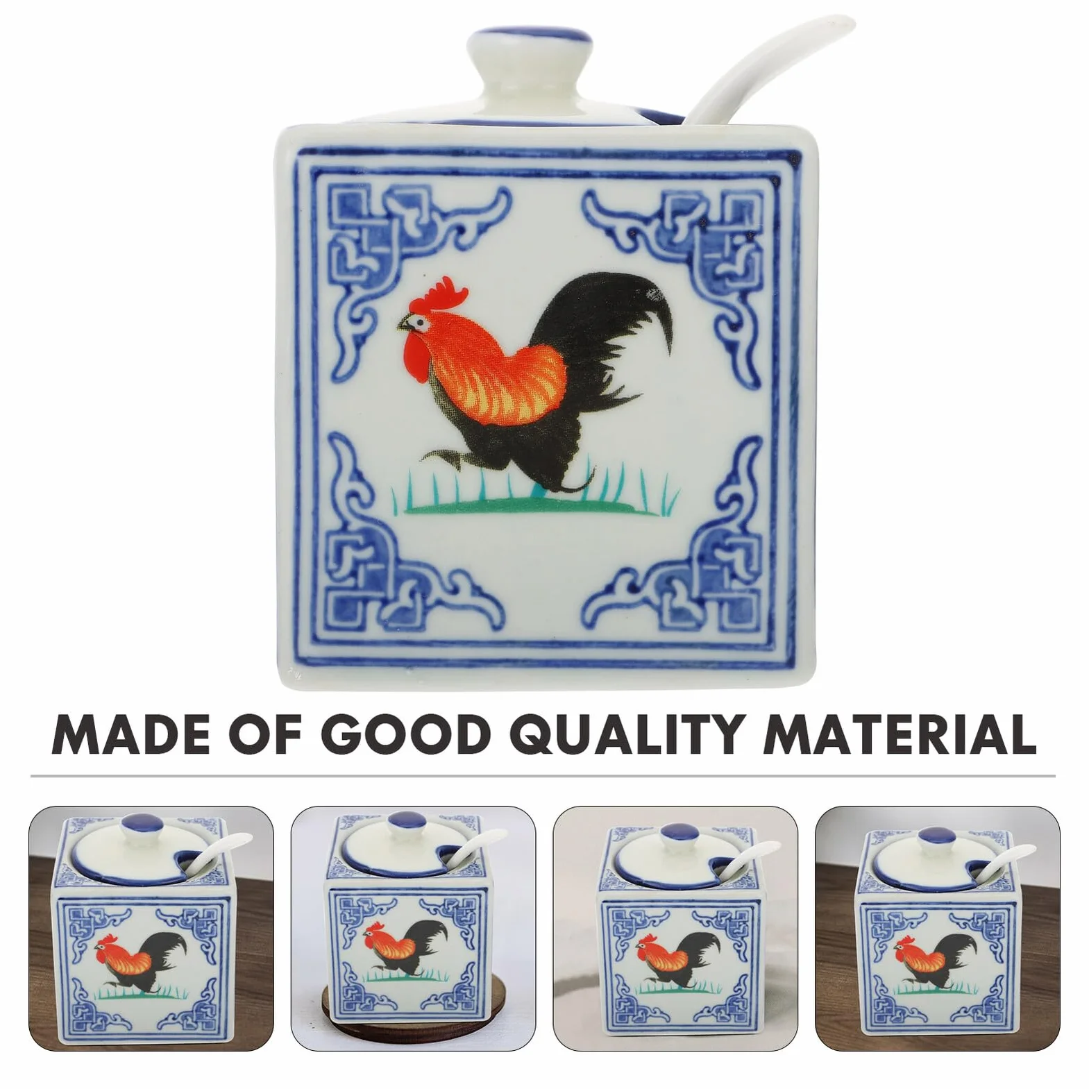 Céramique Pot à Sel Coq Décoratif Rangement Condiment Cuisine