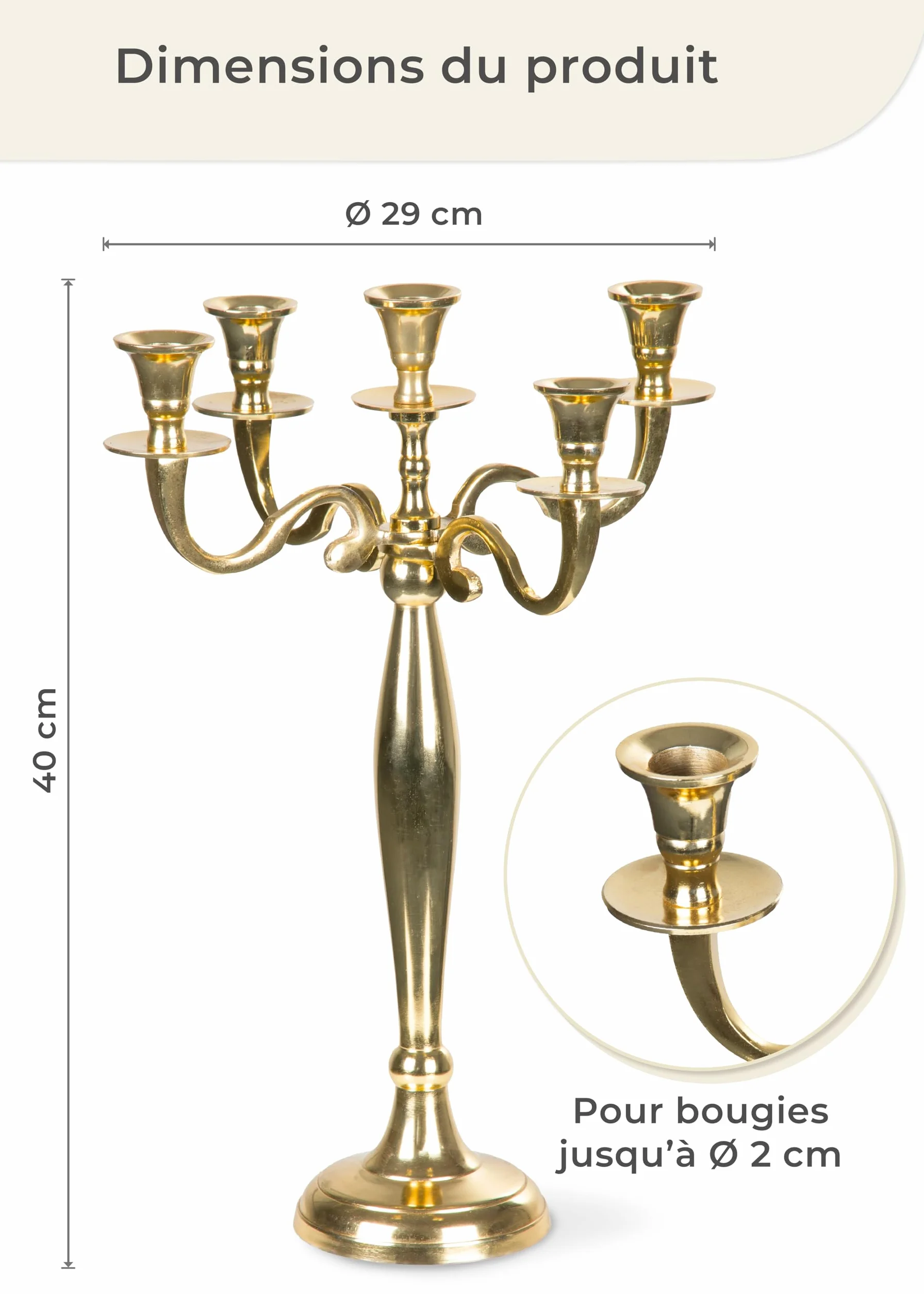 Gräfenstrayn Chandelier Décoratif Argent Noir Blanc Or Plusieurs Tailles Bougeoir pour Bougies Pilier Décoration Intérieure