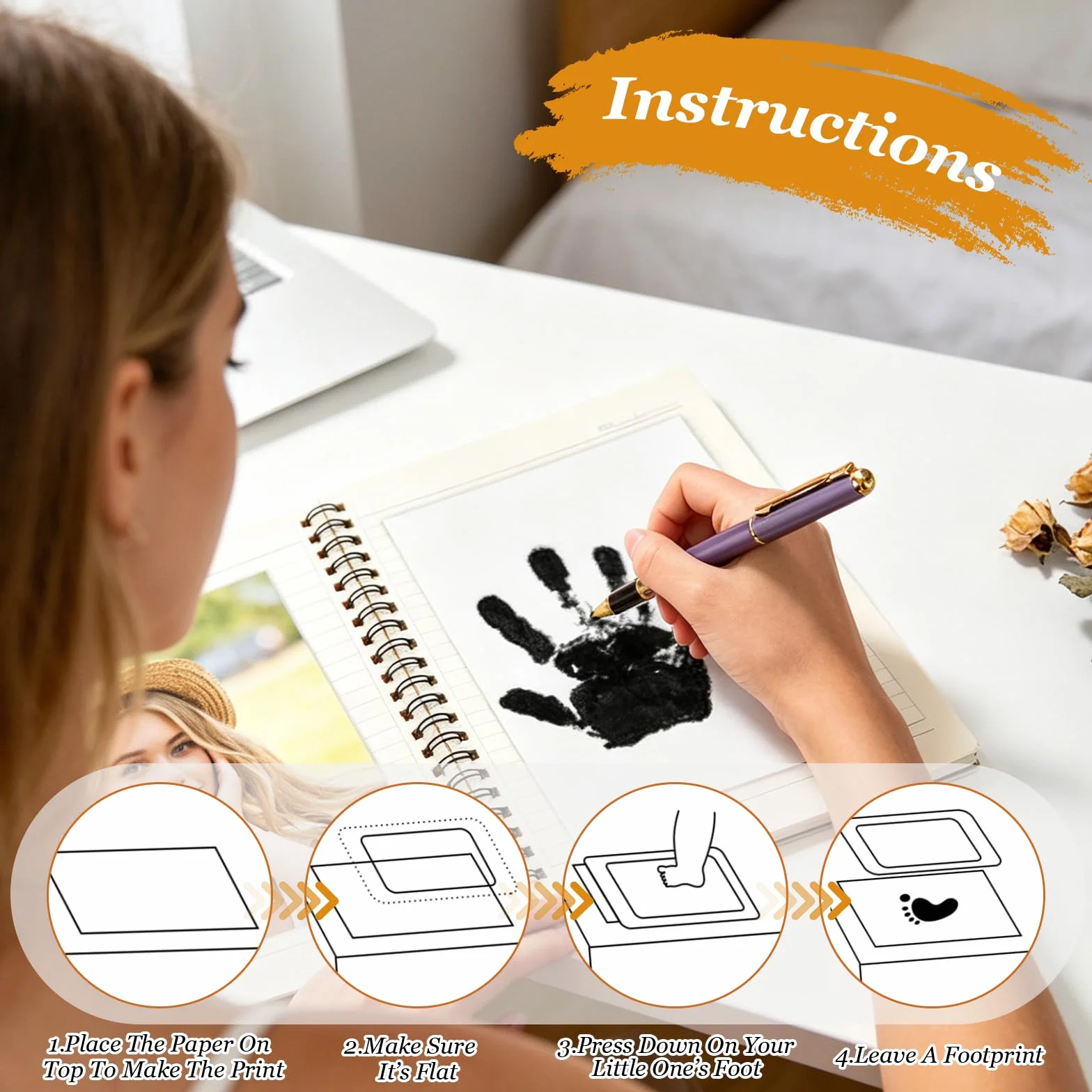 Empreinte Pieds et Mains Bébé Enfant Kit Tampons Clean Touch Sans Encre Cadeau