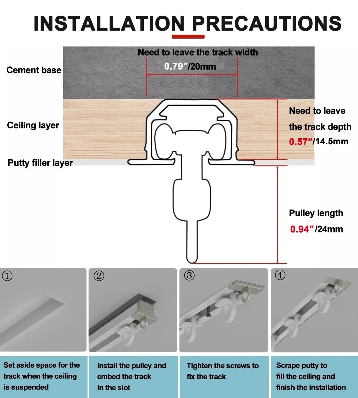 Tringle à rideaux en aluminium noir de 3 m, tringle coulissante montée au plafond, séparateur de pièce caché, tringle à rideaux en métal intégrée, idéale pour la décoration d'intérieur et les