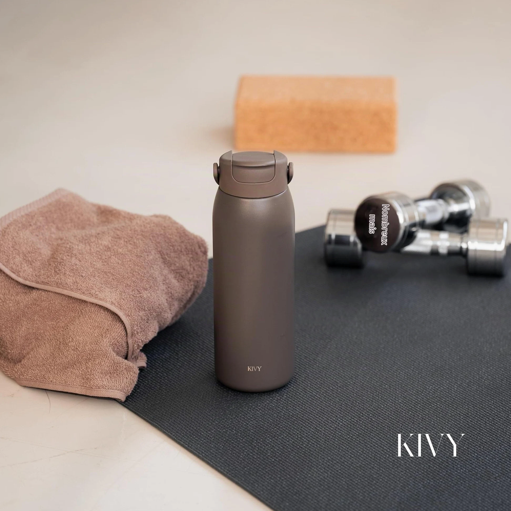 KIVY Gourde en acier inoxydable 1 l avec paille - Bouteille isotherme de 1 l - Passe au lave-vaisselle - Gourde Gym & Fitness - Gourde isotherme en acier inoxydable - Bouteille isotherme | 24 heures de froid, 12 heures de chaleur, anti-fuite, isotherme, b