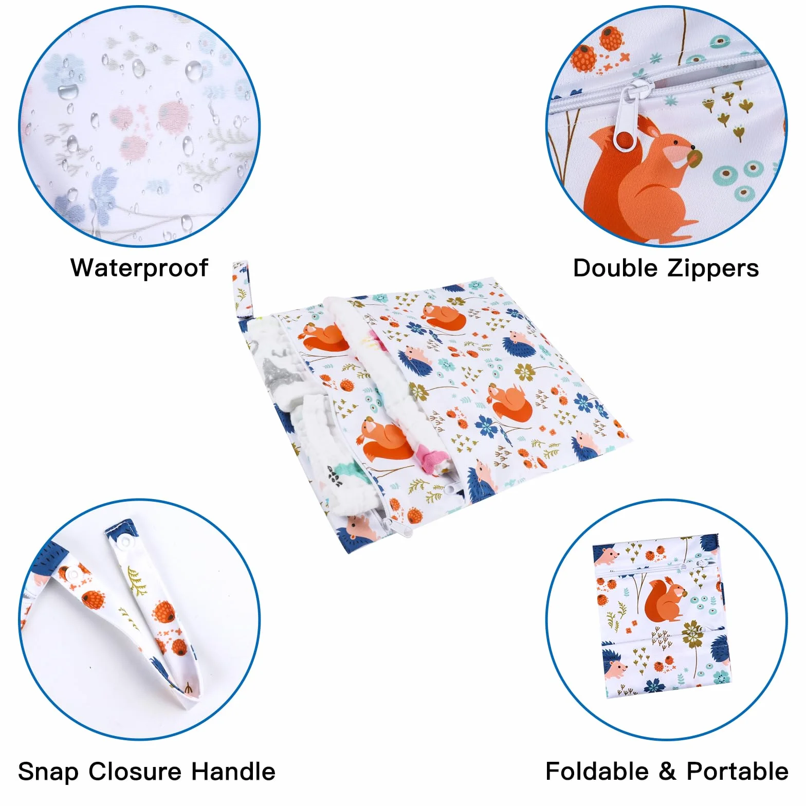 Sac à Couches Lavables 2 Pièces, Sac de Couche Réutilisable Imperméable pour Bébé Voyage Plage