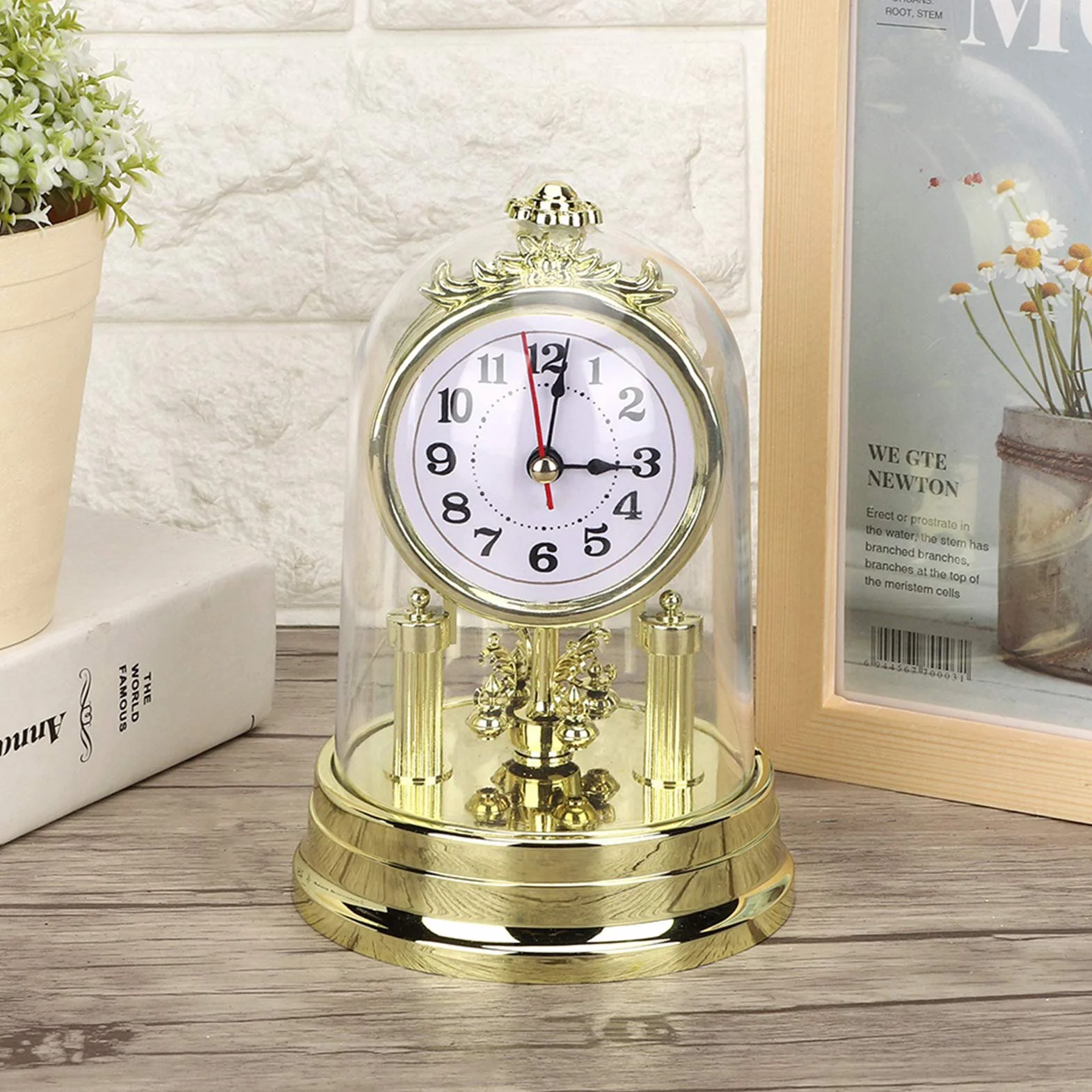 Horloge de Table Antique Silencieuse Européenne Style Rétro Or Décoration Intérieure