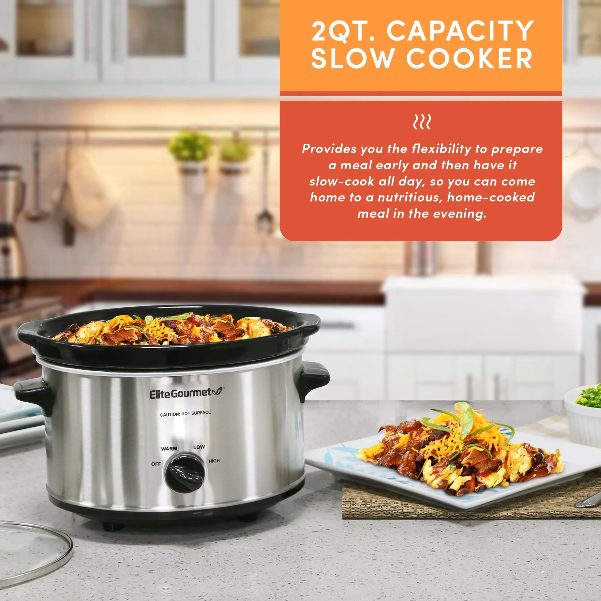 Elite Gourmet MST-275XS Mijoteuse ovale 1,9 L acier inoxydable température réglable
