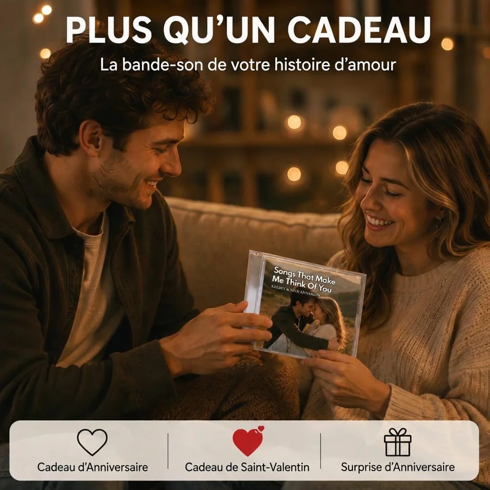 CD Personnalisé avec Photo Texte Cadeau Homme Femme Couple Album Musical Spotify Anniversaire Mariage Noël