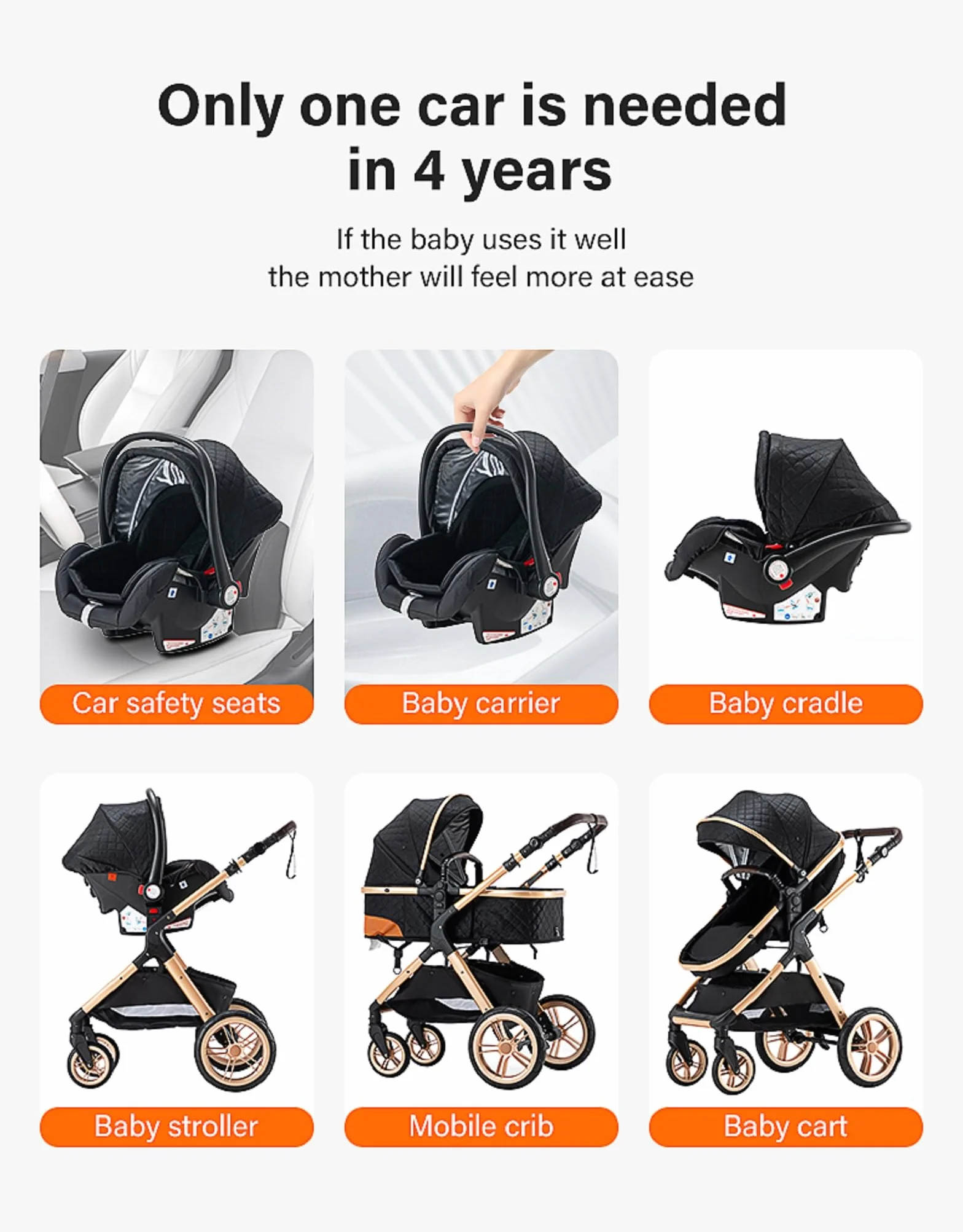 Poussette 3 en 1 Citadine Combinée Tricycle Baby Walker Haute Paysage Pliante Trolley Bébé Landau 0-36 Mois Bleu