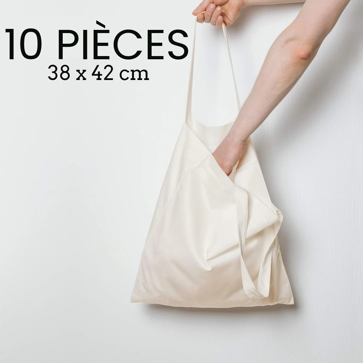 Set de sacs en coton ÖKO-TEX® non imprimés, sac à bandoulière, sac de courses