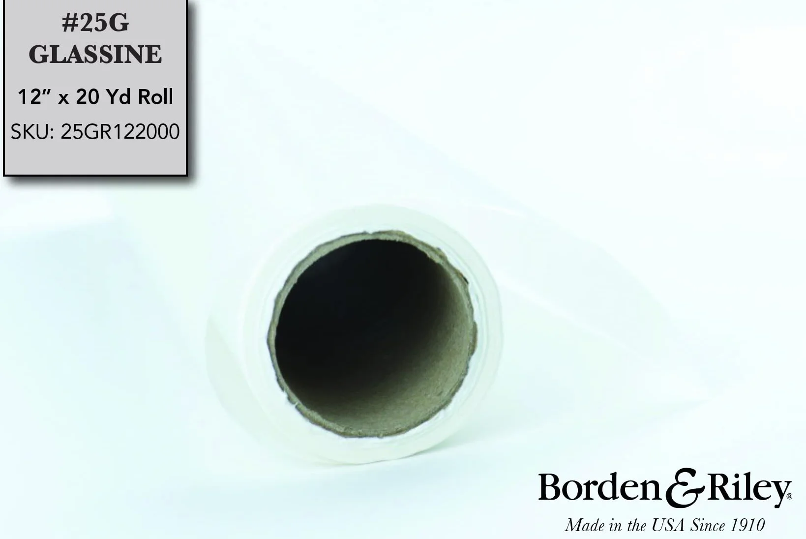Borden & Riley Rouleau de papier Glassine #25G, 30,5 cm x 20 m, 11,3 kg, blanc