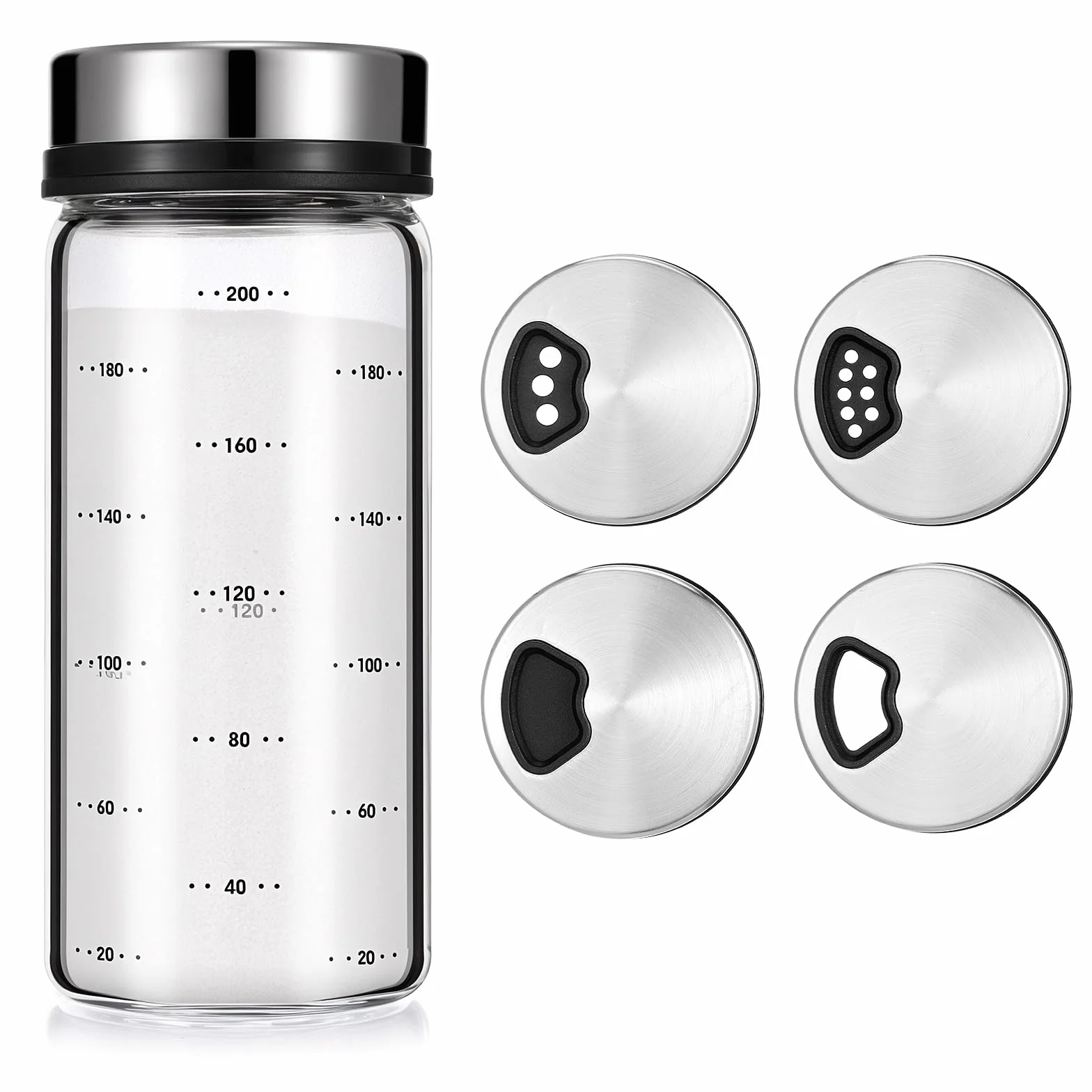 Salière et poivrière en verre avec trous réglables, shaker d'assaisonnement résistant à l'humidité