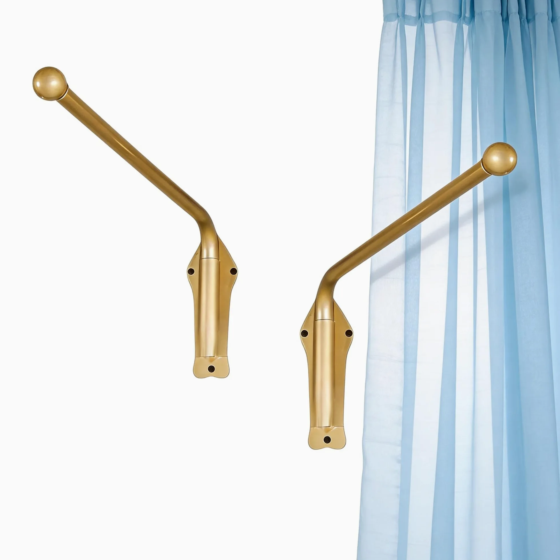 Tringle à rideaux à bras pivotant, support robuste pour rideaux, rotation à 180°, coloris noir et or, lot de 2 pour panneaux latéraux de fenêtre.(Gold,50cm/19.68in)