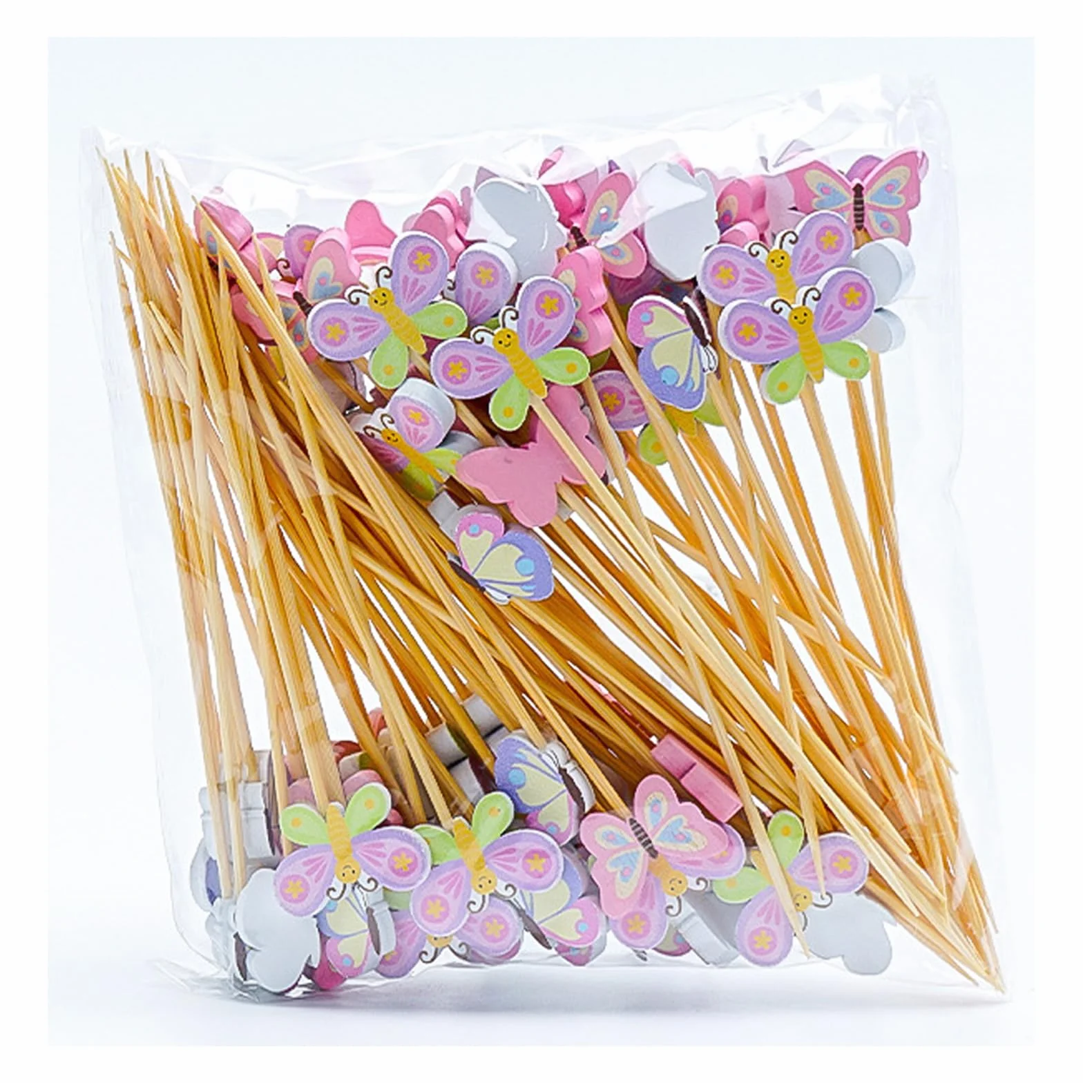 Piques à Cocktail Papillon 12 cm Bois - Cure-dents pour Fruits & Amuse-gueules