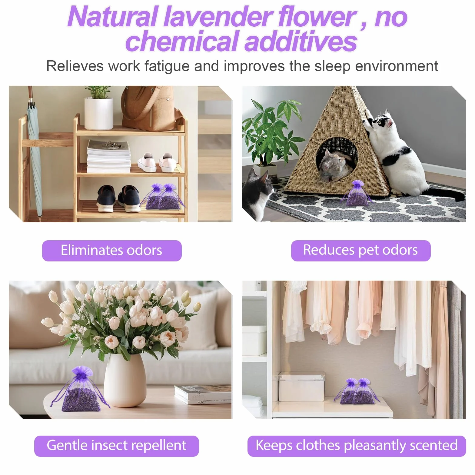 Sachets de Lavande 30 pièces Anti Mites Textiles Vêtements Lavande Séchée Déodorisant Naturel Maison