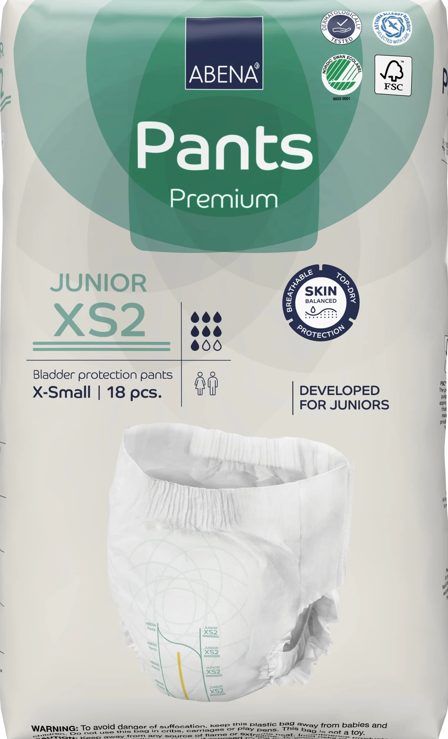 Abena Pants XS2 Couches Junior Taille XS 50-75 cm Lot de 18