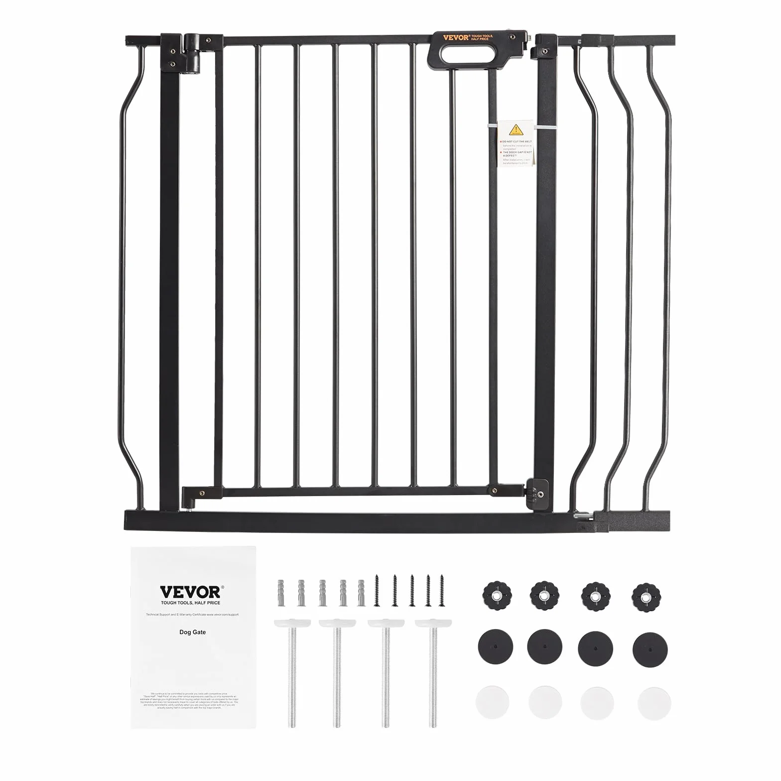 VEVOR Barrière de Sécurité Extensible 75-99 cm Hauteur 76 cm Fermeture Automatique sans Perçage Noir