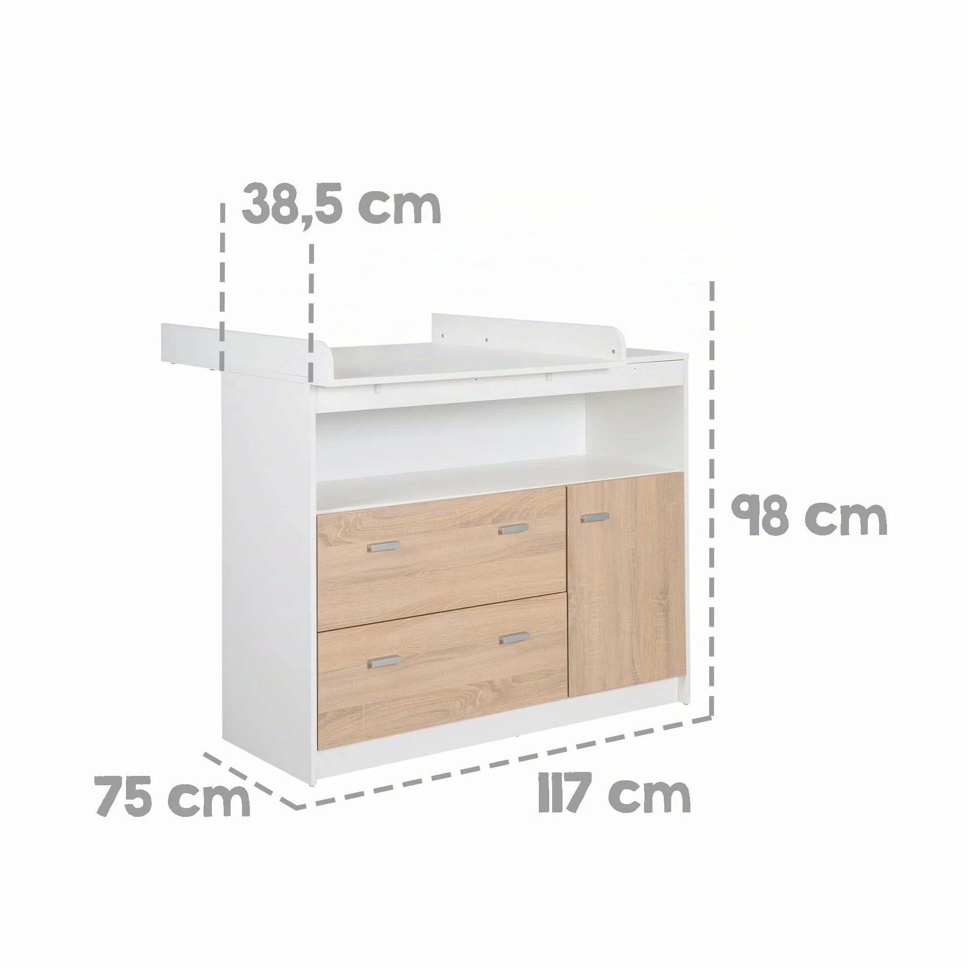 roba Chambre Bébé Duo Gabriella Lit Évolutif 70 x 140 cm Commode à Langer Meubles Certifiés EPH Blanc Décor Bois