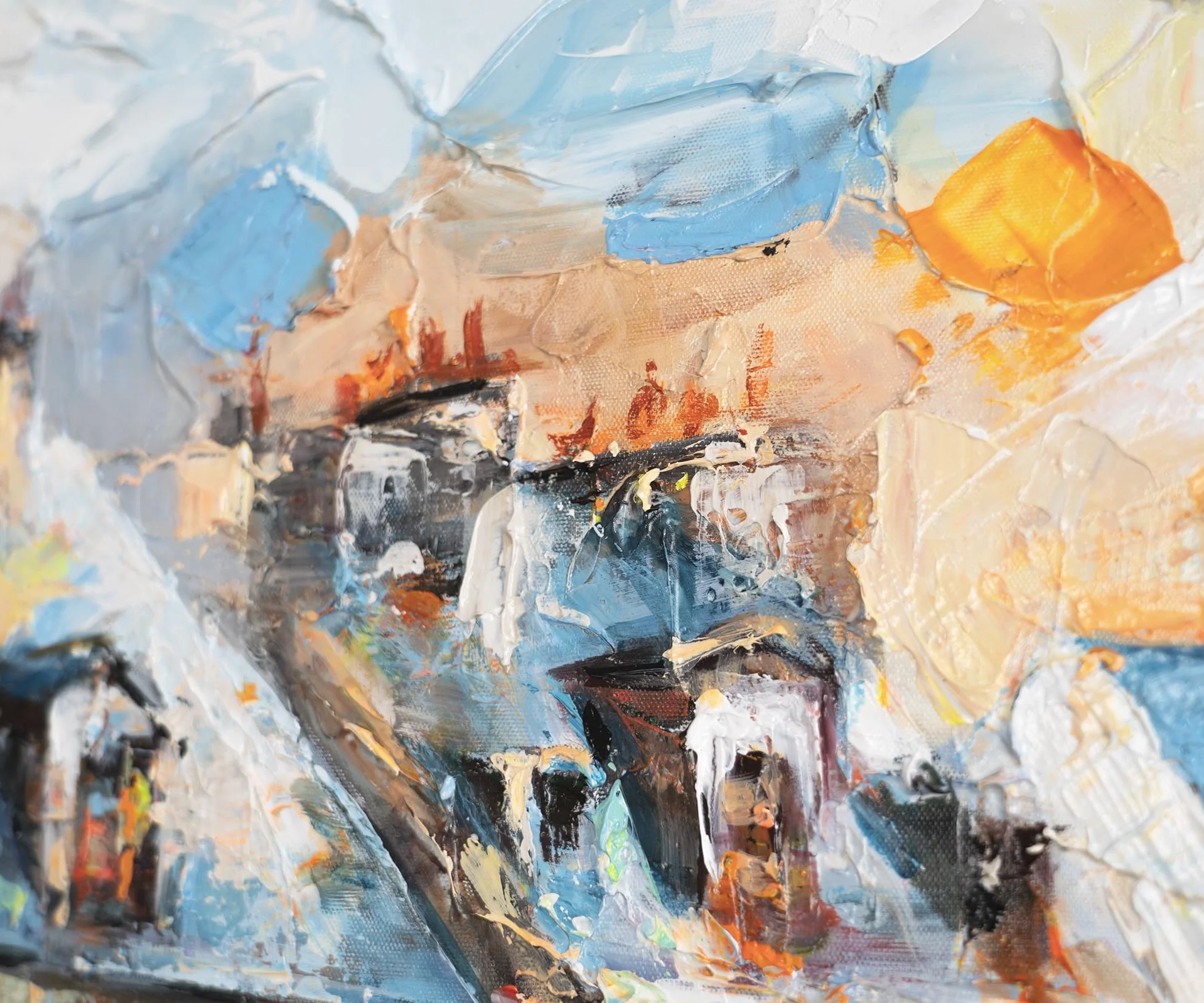 Peinture acrylique paysage sur toile moderne 100x50 cm Tableau mural peint à la main Décoration salon