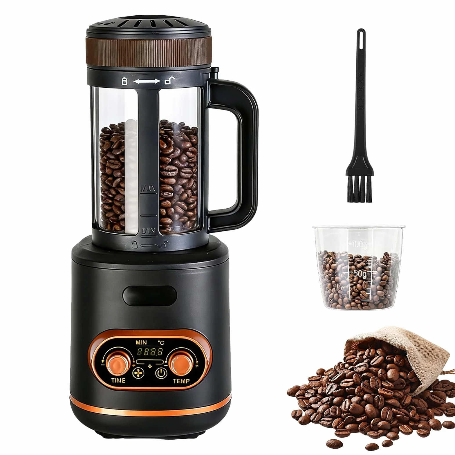 Torréfacteur à café à air chaud 200 g 2200 W automatique réglable température minuterie