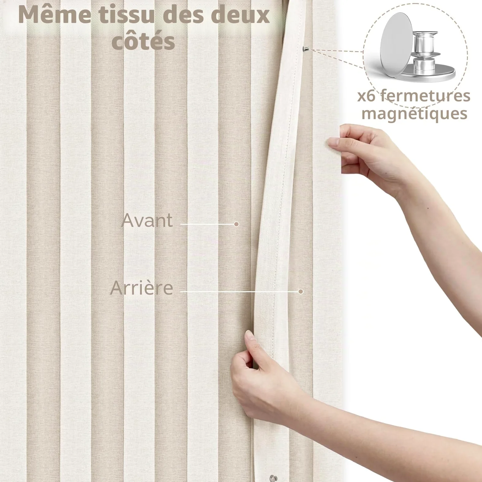 Vatge Rideaux de placard, rideaux de porte de style accordéon pour portes, rideaux plissés pour placard et séparateur de pièce, 1 rideau, 99 x 198 cm, beige