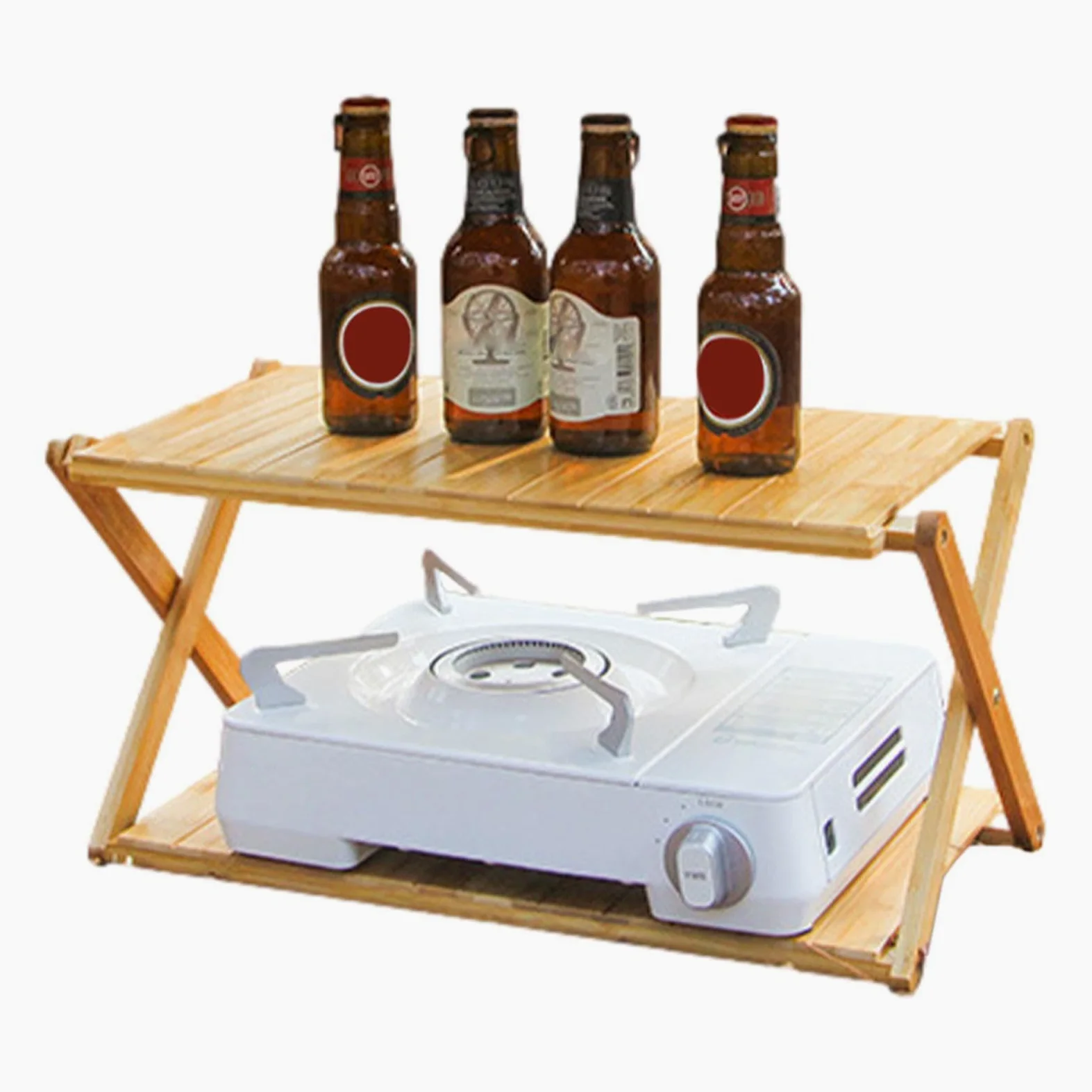 Étagère Pliante Rangement Camping Organisateur De Rangement Facile À | 2 Niveaux Support De Rangement Pliant Extérieur Salle De Bain, Accessoires De Camping Pour Livres, Divers, Cuisine