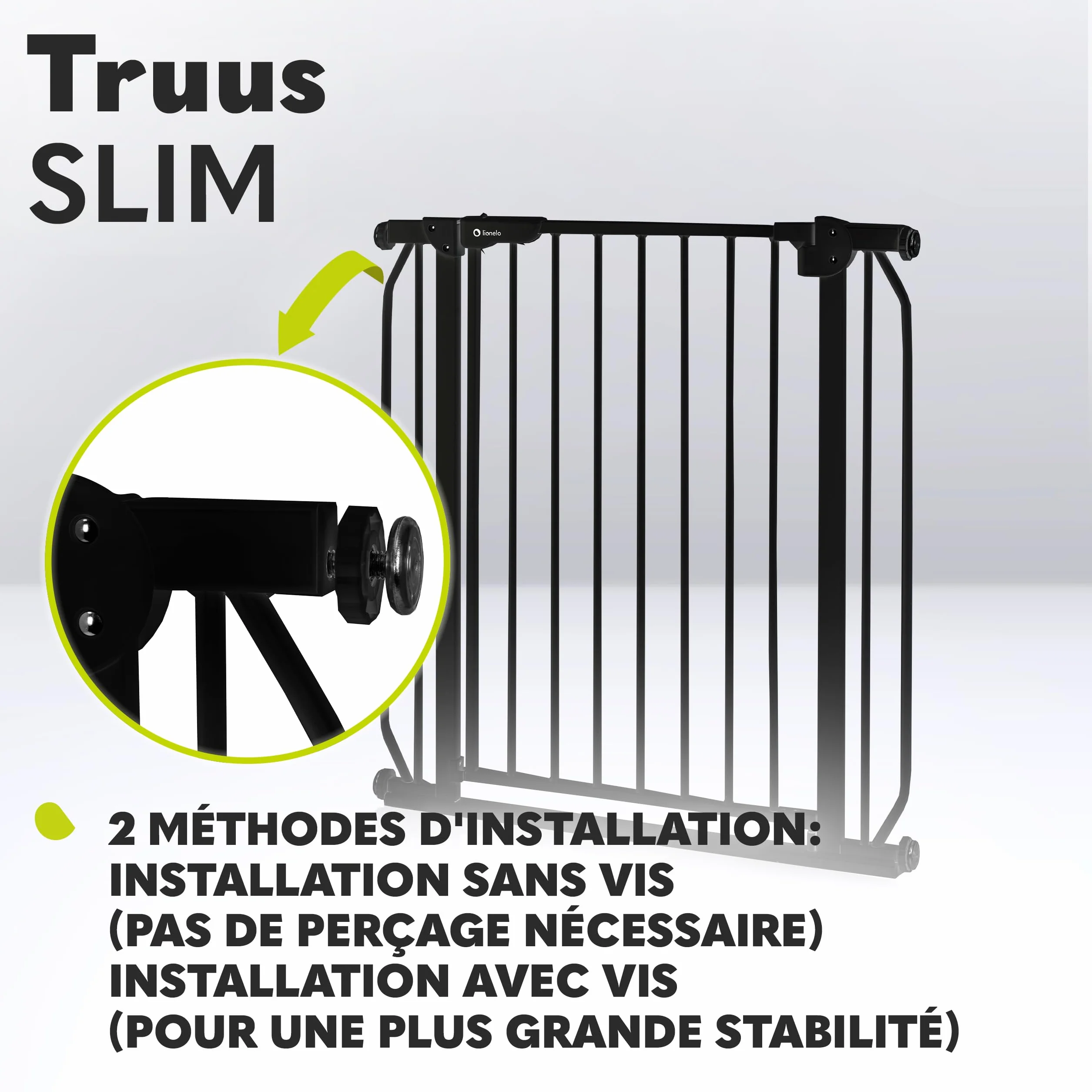 Lionelo Truus Slim Barrière de Sécurité Enfant et Chien 75-105 cm, Pression sans Perçage, Double Verrouillage