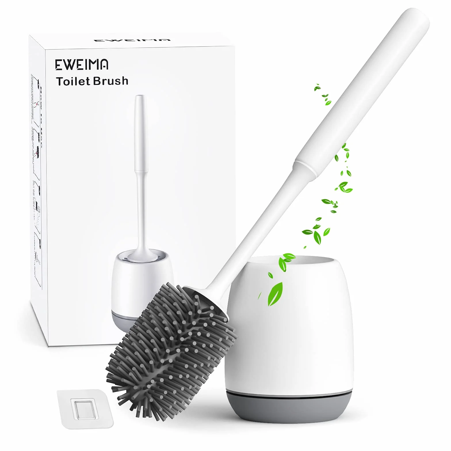 EWEIMA Brosse WC Silicone Antibactérienne Séchage Rapide Manche Long Montage Mural Sol