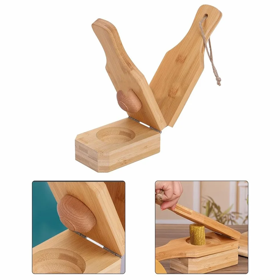 Presse à plantain Tostonera en bois 2 en 1 16 x 6 x 6 cm