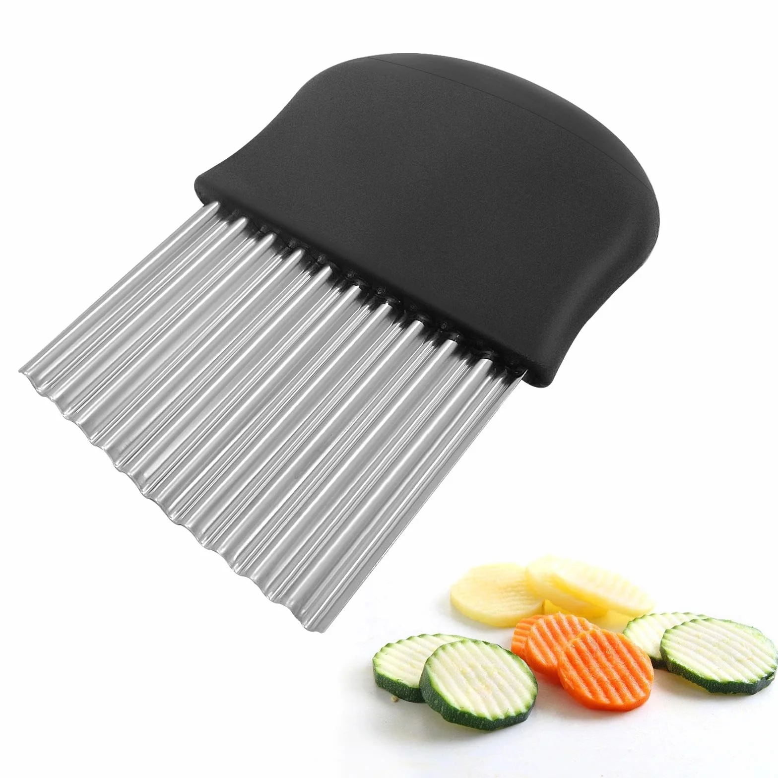 Coupe-vagues 14 x 9,5 cm Lame Ondulée Acier Inoxydable pour Frites Pommes De Terre Légumes