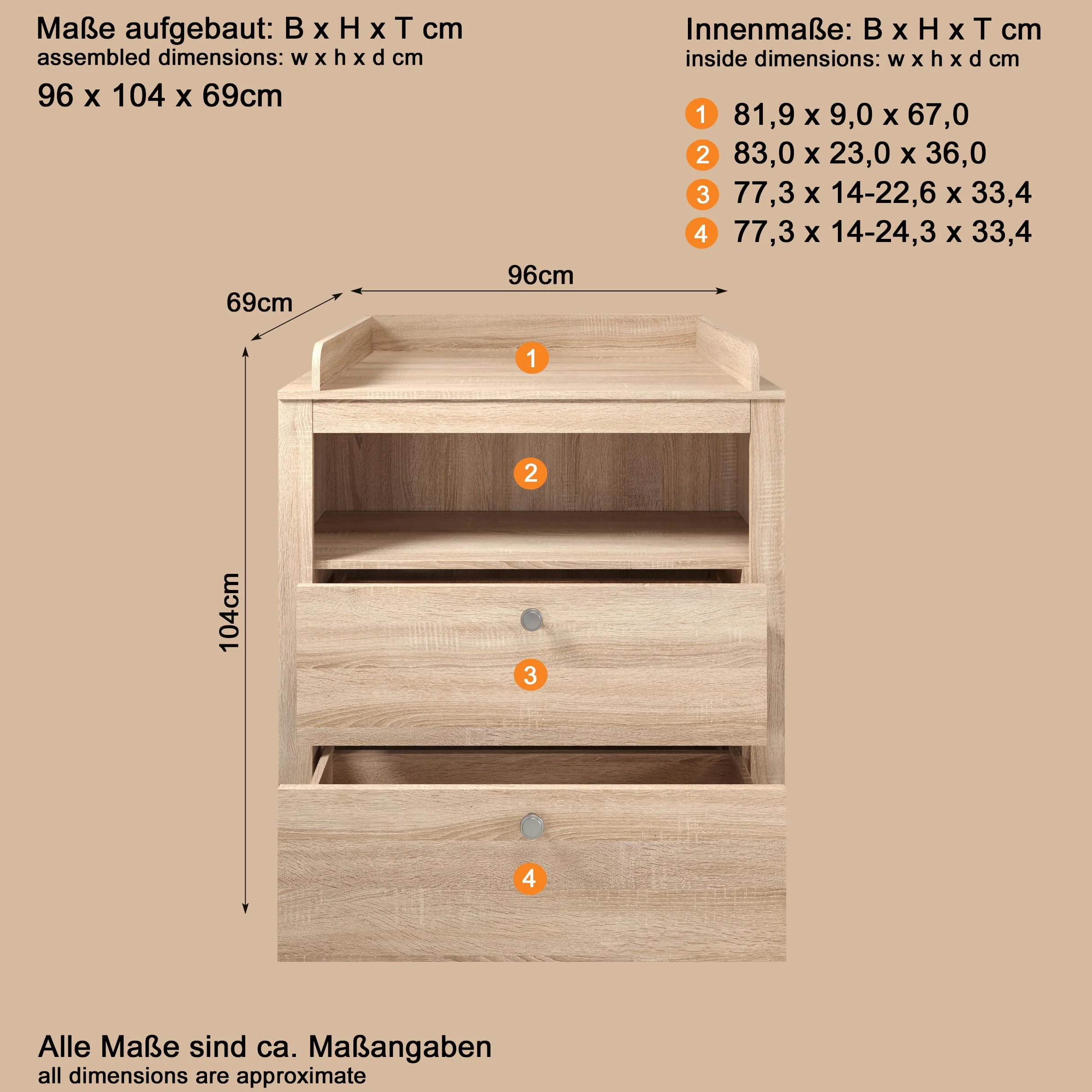 Trendteam Smart Living Olivia Mobilier de Chambre de bébé combiné 2 pièces Chêne Clair