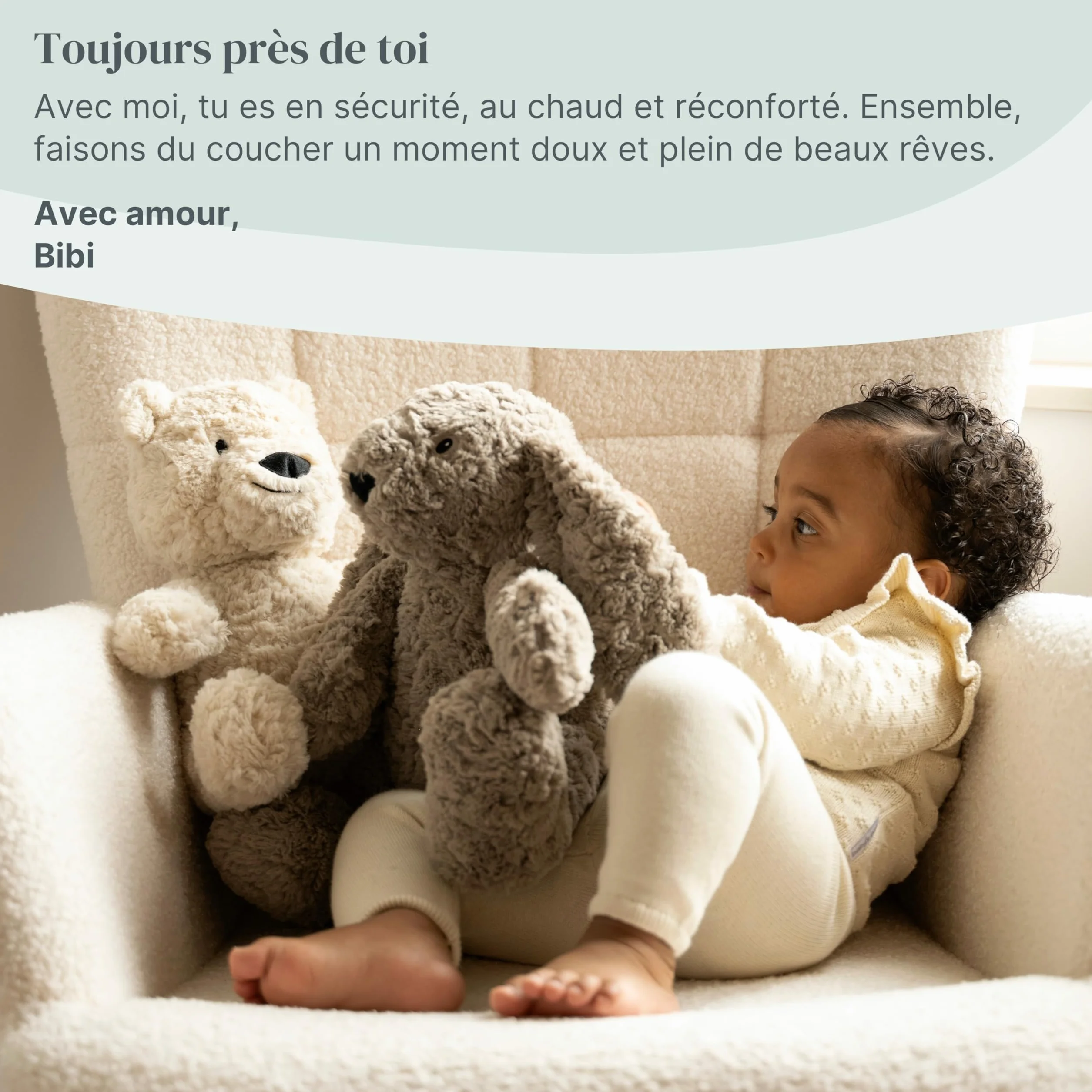 Baby's Only Bibi le lapin en peluche avec entraîneur de sommeil musicale veilleuse bruit blanc bébé Warm Linen