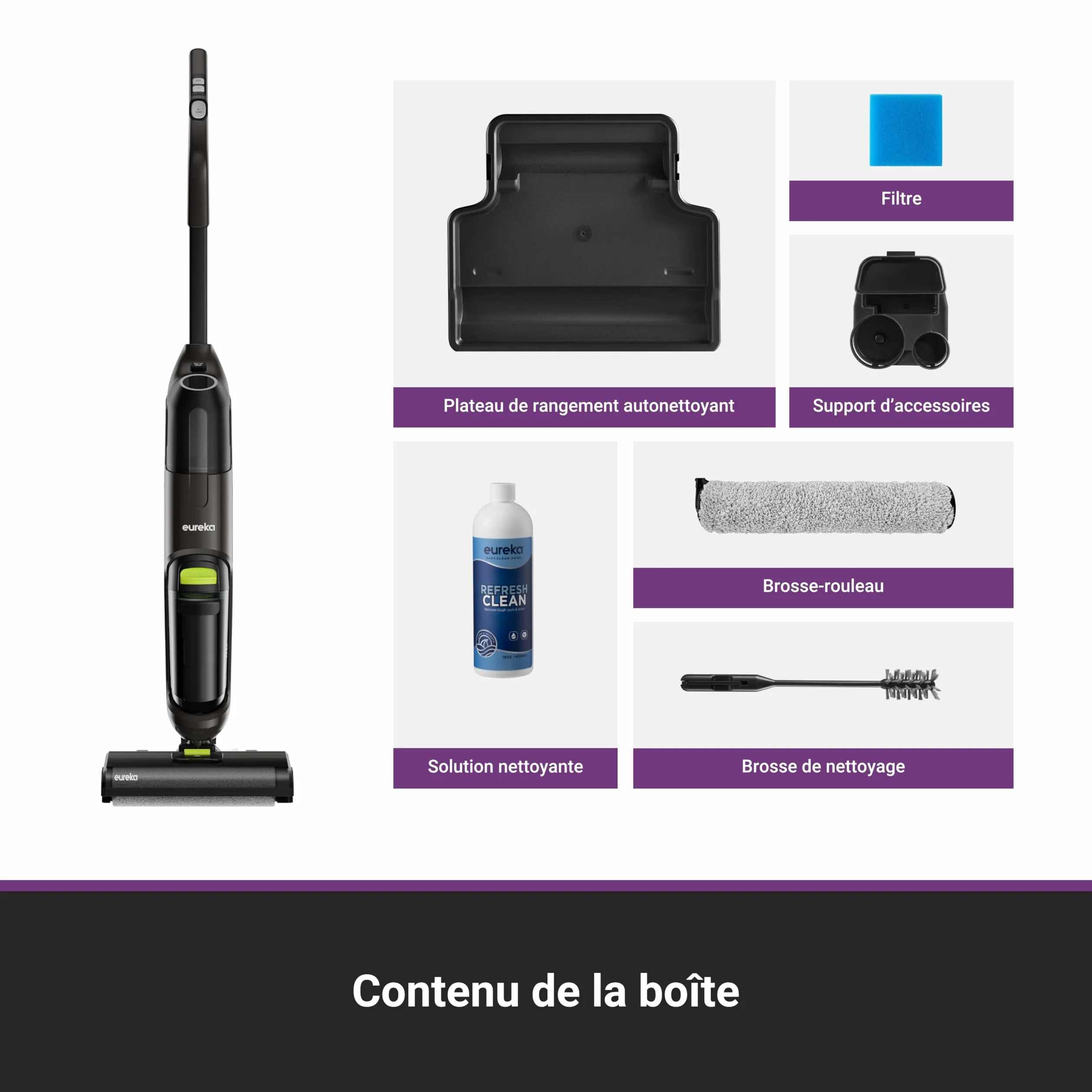 Eureka NEW400 Aspirateur Laveur sans Fil Sols Durs Sec Humide Autonettoyant Longue Autonomie