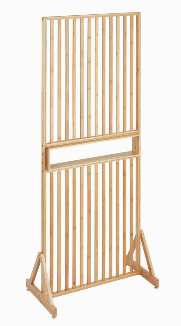 WENKO Séparateur de pièce Kailua, cloison de qualité 100% Bambou avec étagère intégrée, idéal pour Partager des pièces ou comme élément de déco, (l x h x p) : 72 x 178 x 40 cm, Brun