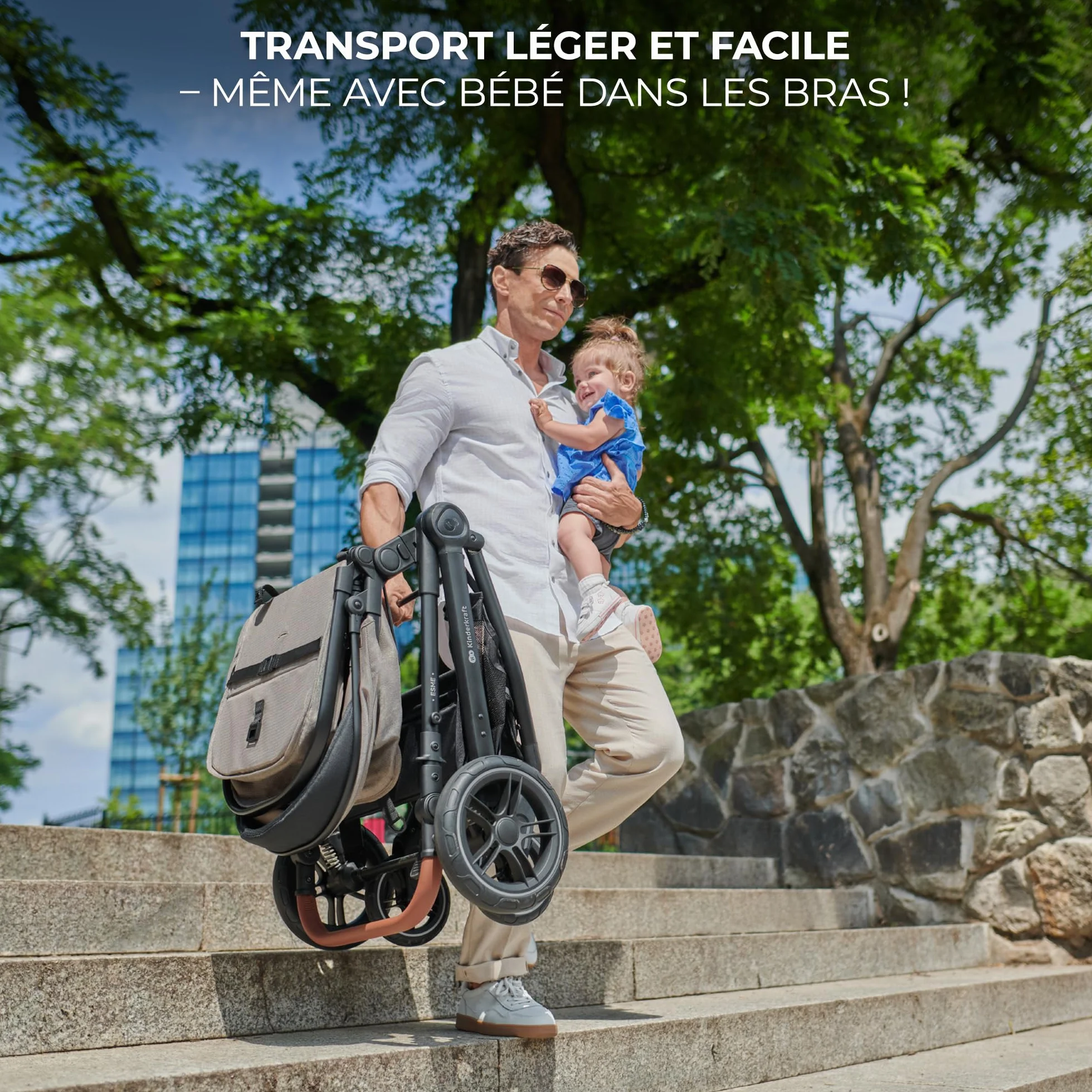 Kinderkraft ESME Poussette 3 en 1 avec porte-bébé Mink PRO I-Size, système de voyage, Noir