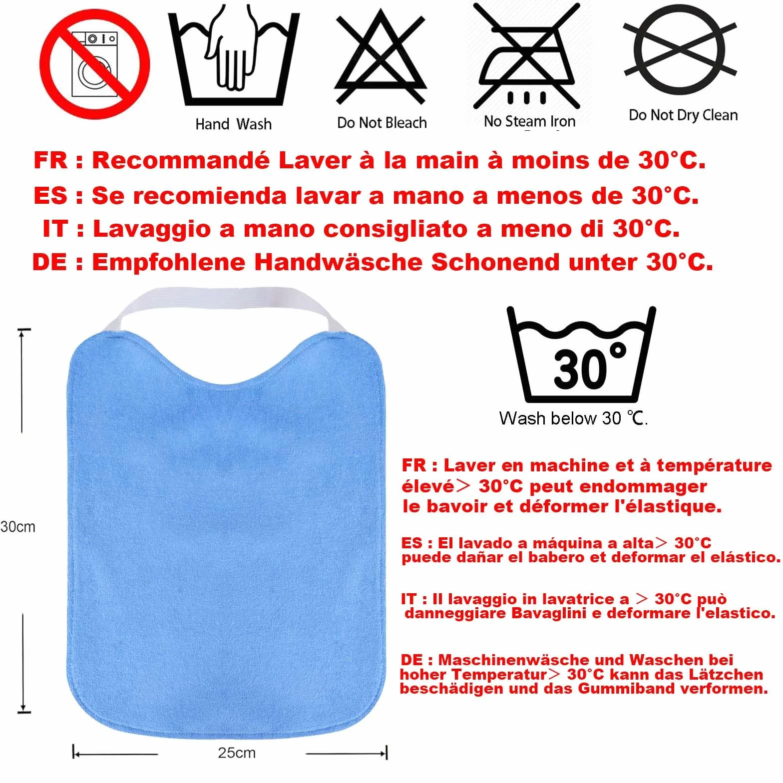 SLOSH Bavoir Imperméable Bébé Élastique Maternelle Lavable 0-3 ans